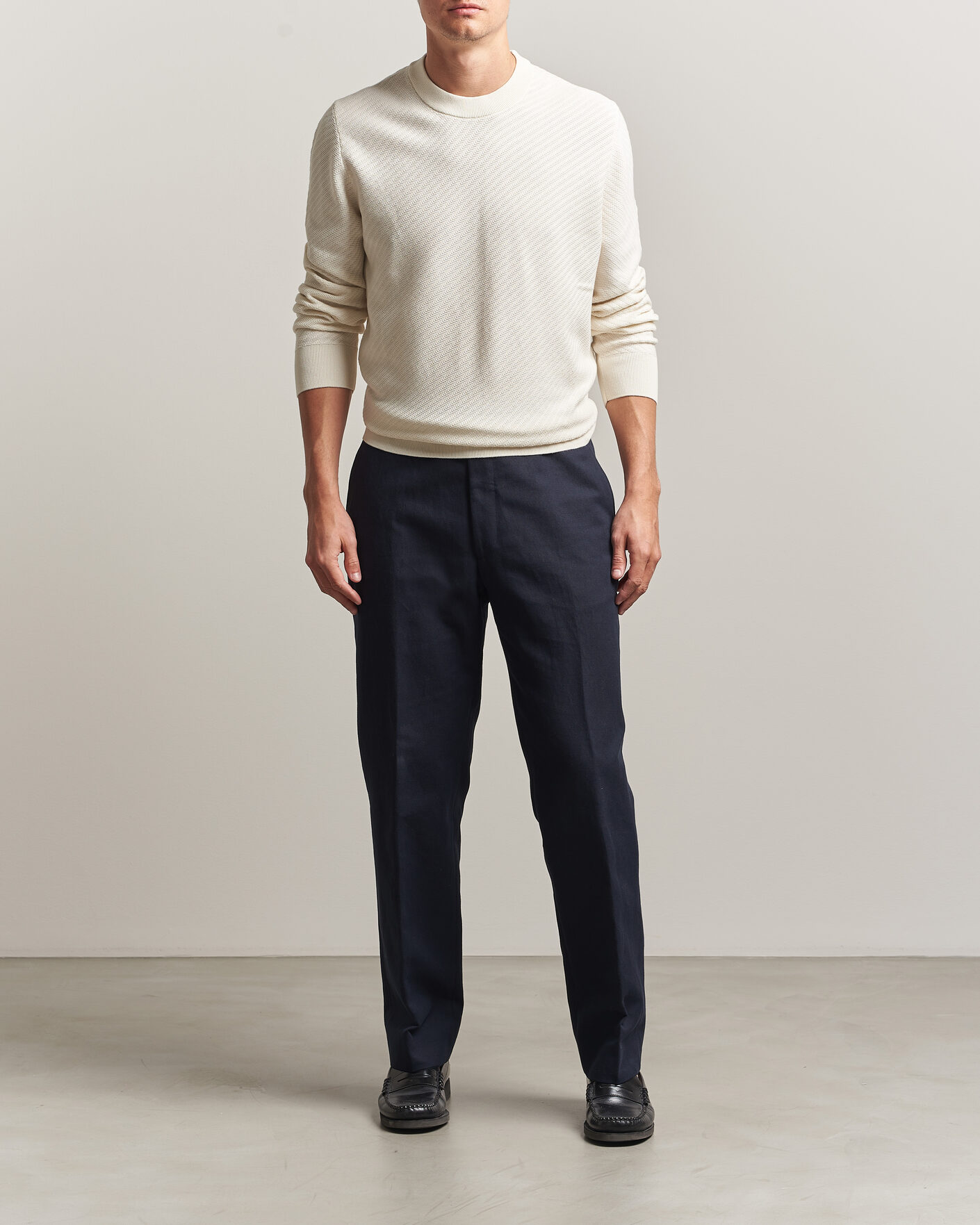 Mies | Puserot | BOSS BLACK | Lofranco Structured Knitted Sweater Open White
