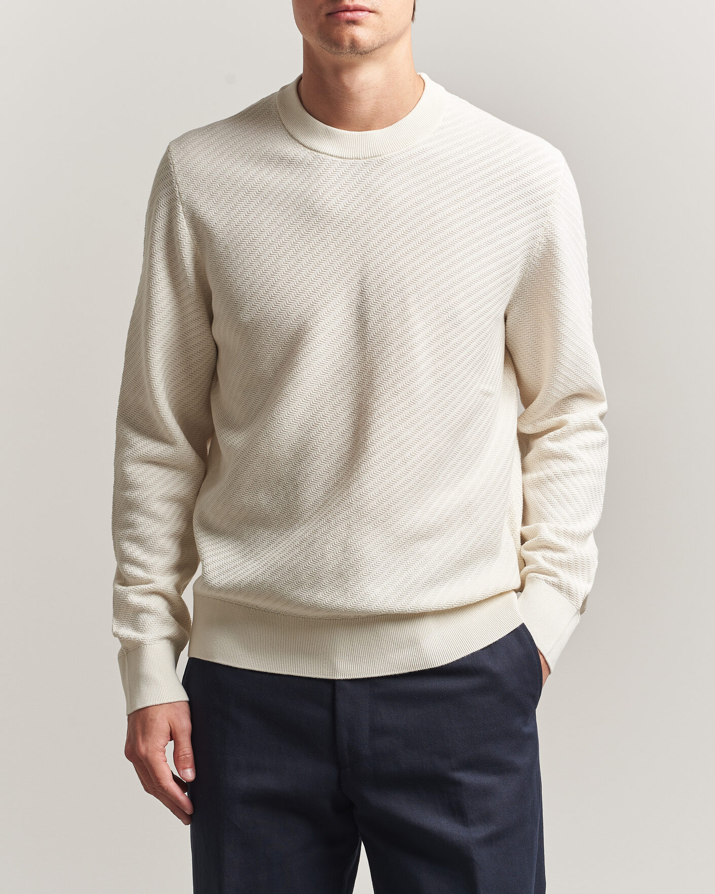Mies | Puserot | BOSS BLACK | Lofranco Structured Knitted Sweater Open White