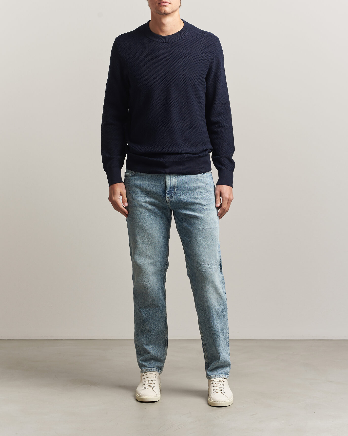 Mies | Puserot | BOSS BLACK | Lofranco Structured Knitted Sweater Dark Blue
