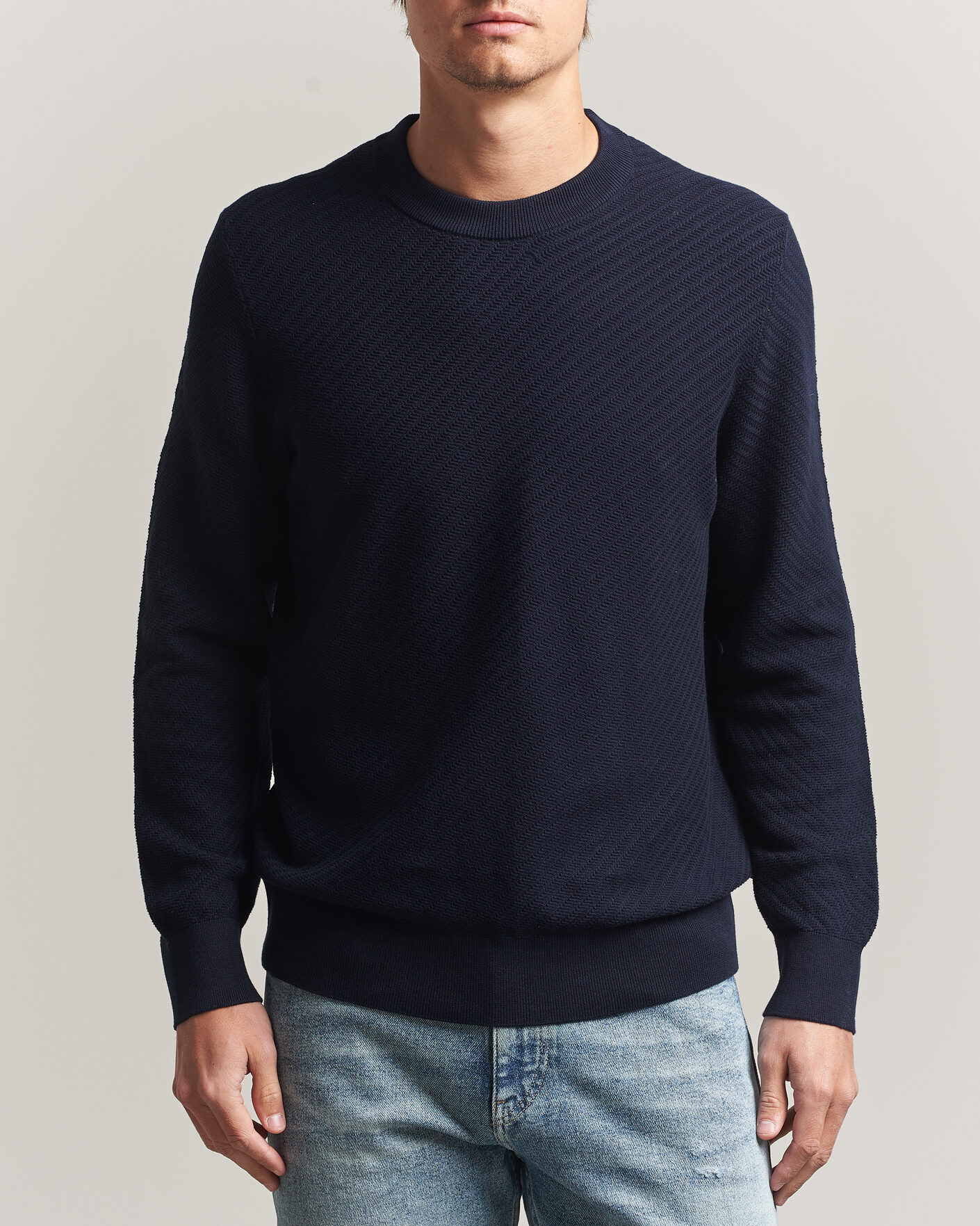 Mies | Puserot | BOSS BLACK | Lofranco Structured Knitted Sweater Dark Blue