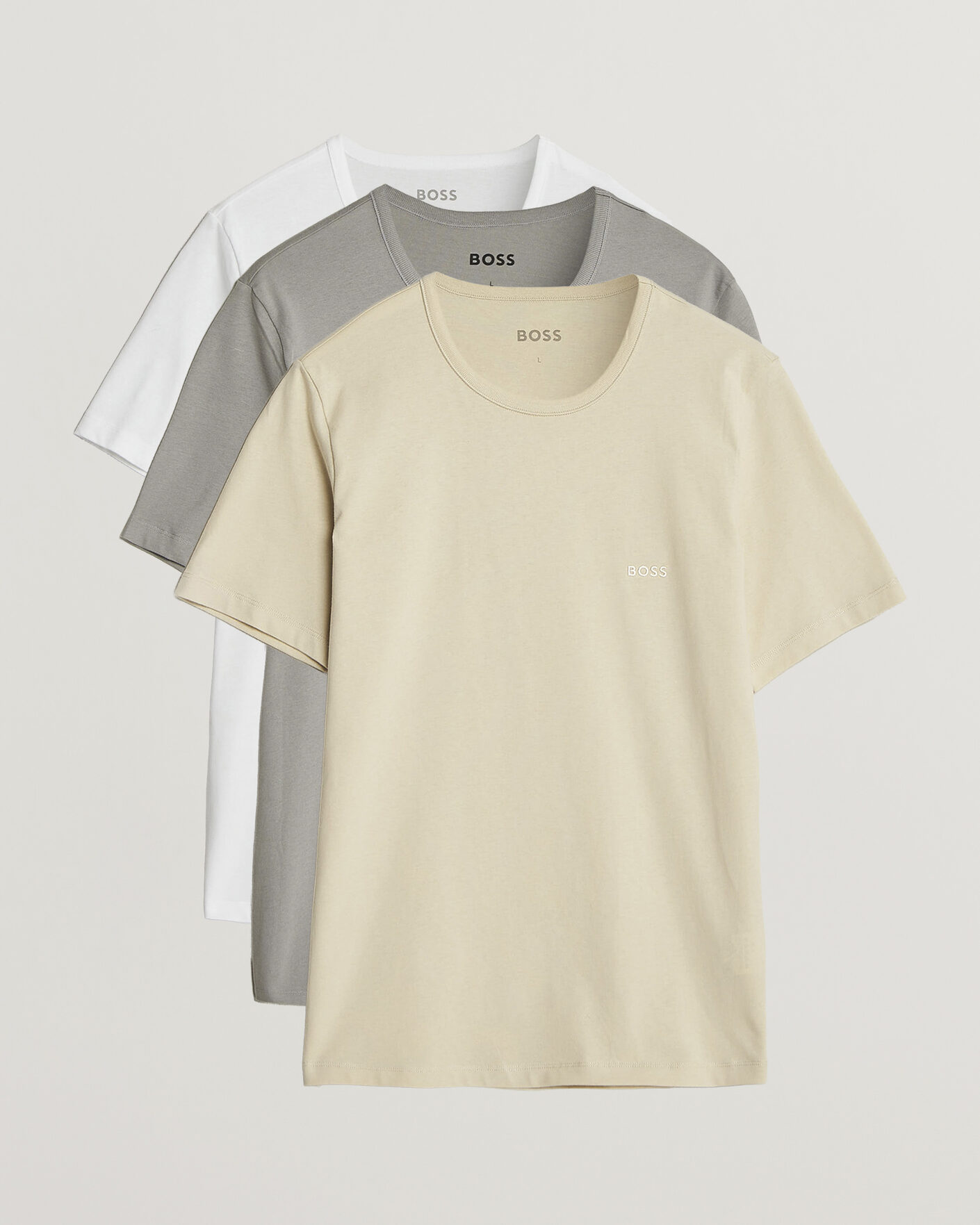 Mies | T-paidat | BOSS BLACK | 3-Pack Crew Neck T-Shirt White/Beige/Grey