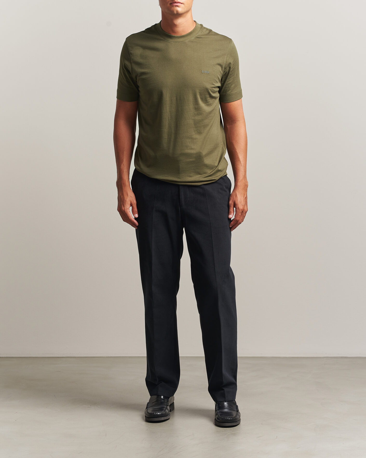 Mies | T-paidat | BOSS BLACK | Thompson Crew Neck T-Shirt Open Green