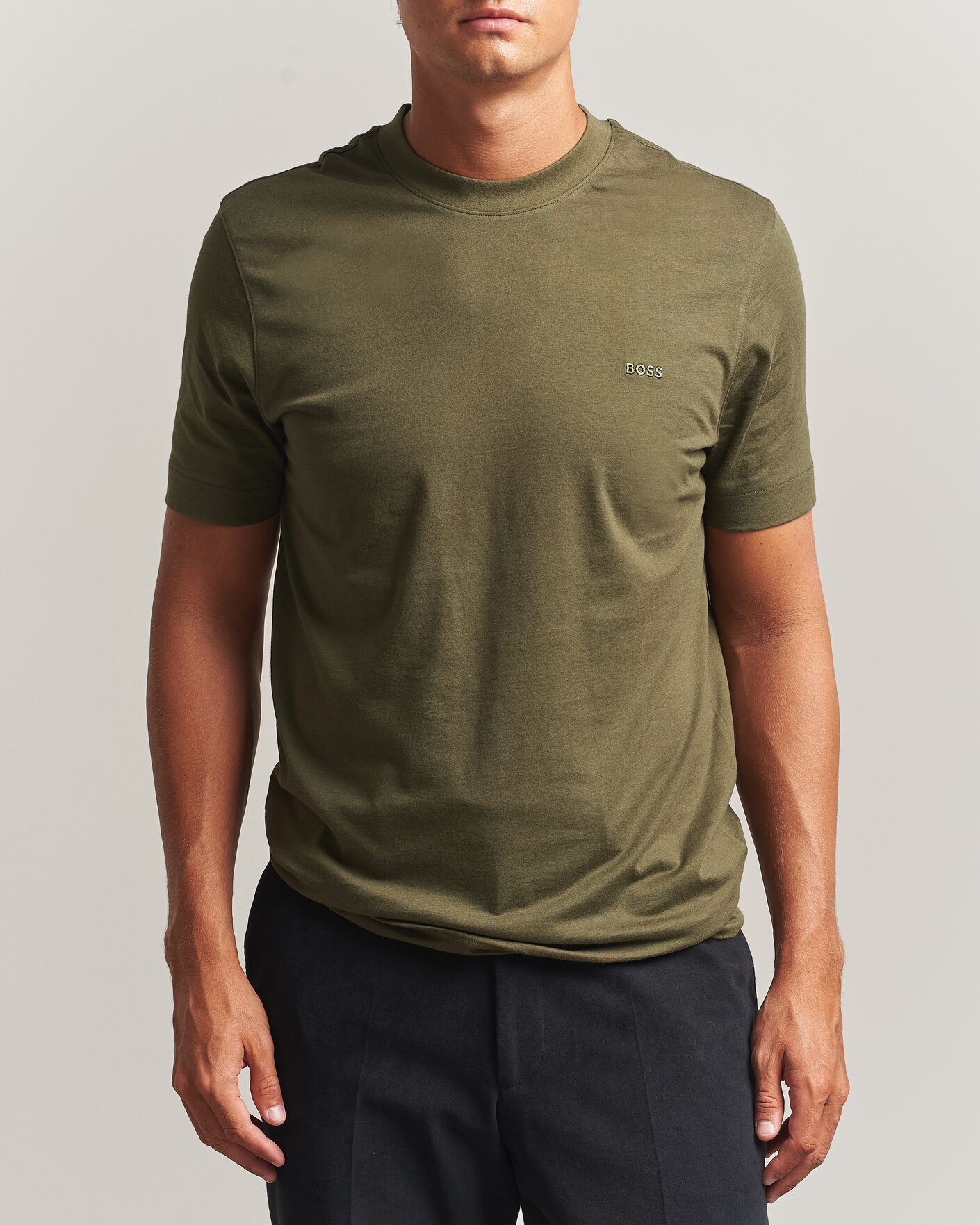 Mies | T-paidat | BOSS BLACK | Thompson Crew Neck T-Shirt Open Green