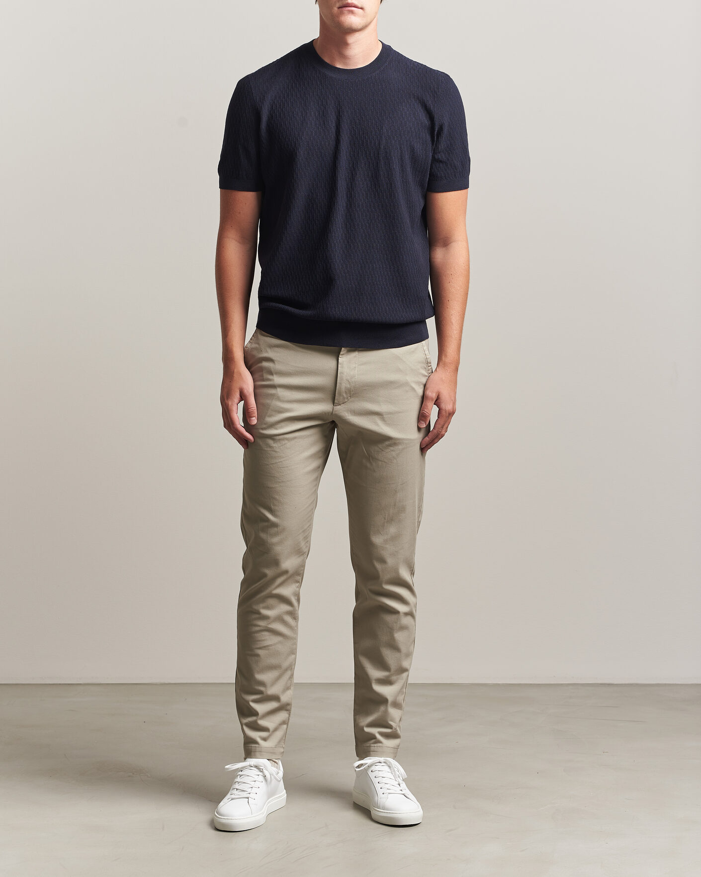 Mies | T-paidat | BOSS BLACK | Laruso Structured Knitted T-Shirt Dark Blue