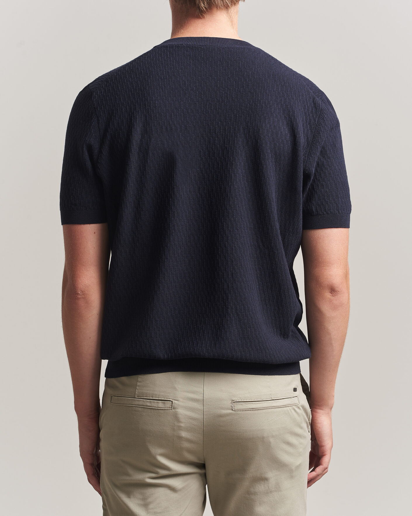 Mies | T-paidat | BOSS BLACK | Laruso Structured Knitted T-Shirt Dark Blue
