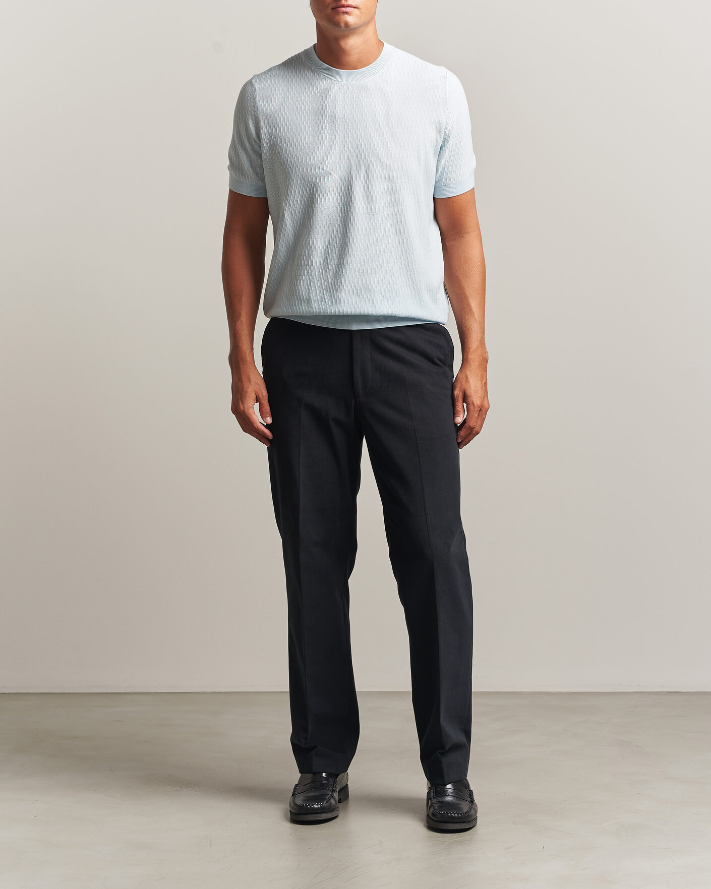 Mies | T-paidat | BOSS BLACK | Laruso Structured Knitted T-Shirt Open Blue
