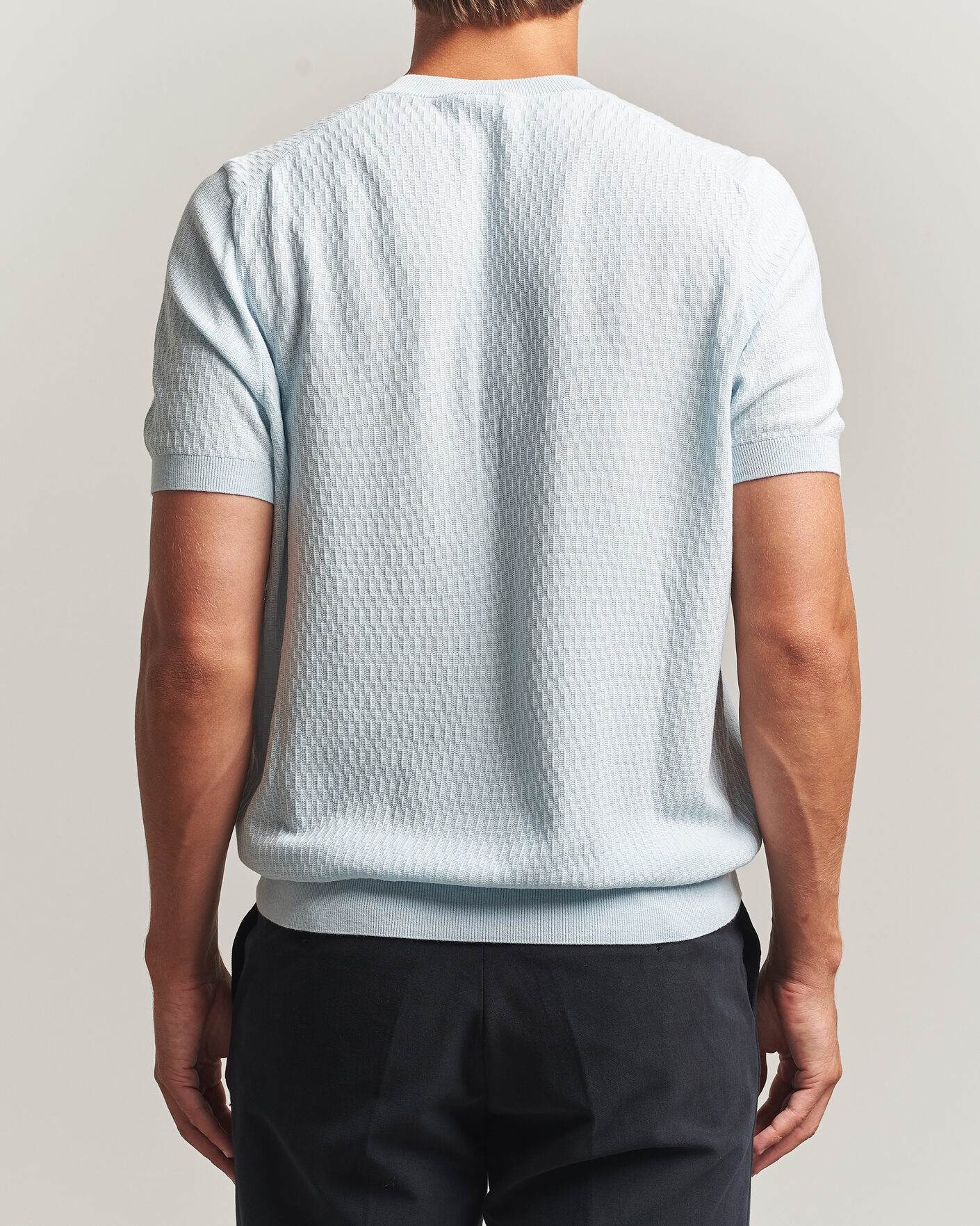 Mies | T-paidat | BOSS BLACK | Laruso Structured Knitted T-Shirt Open Blue