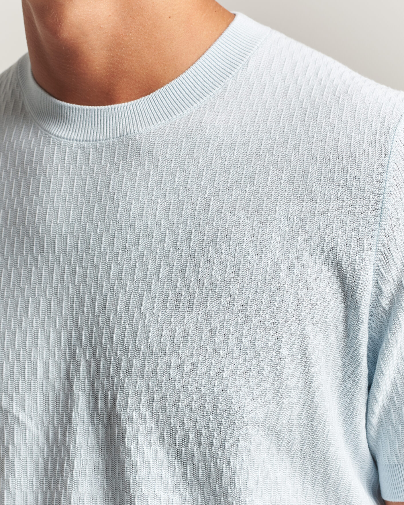 Mies | T-paidat | BOSS BLACK | Laruso Structured Knitted T-Shirt Open Blue