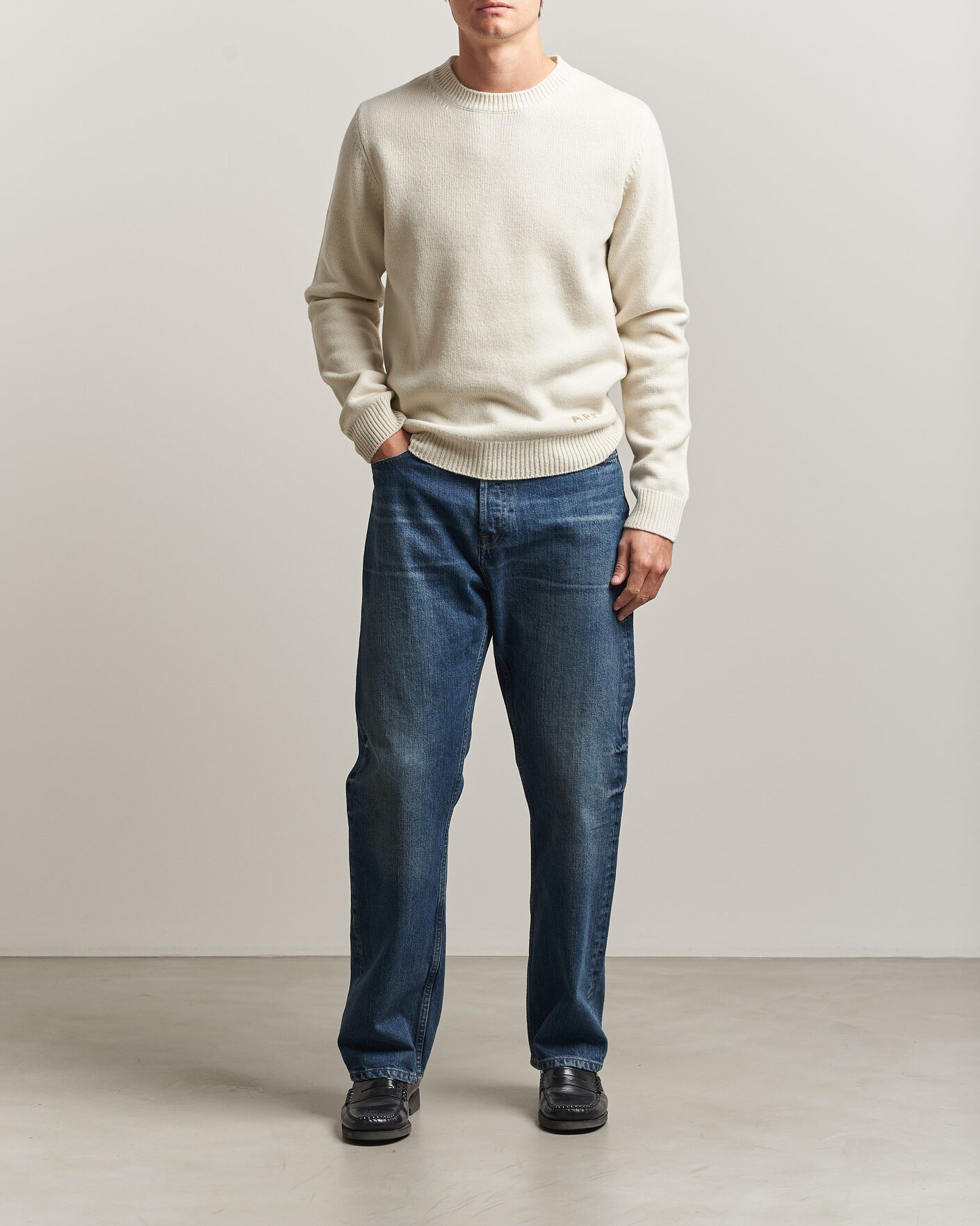 Mies | Puserot | A.P.C. | Edmond Wool Knitted Sweater Ecru