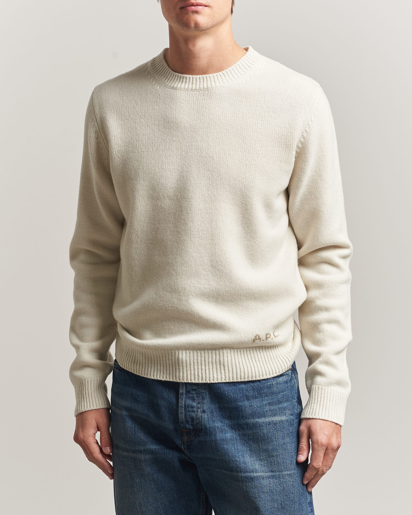 Mies | Puserot | A.P.C. | Edmond Wool Knitted Sweater Ecru