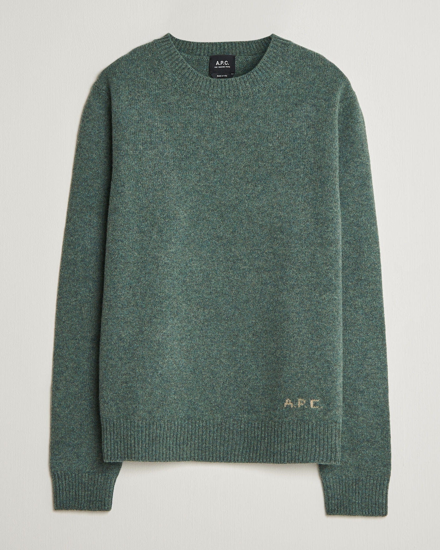 Mies | Puserot | A.P.C. | Edmond Wool Knitted Sweater Green Melange