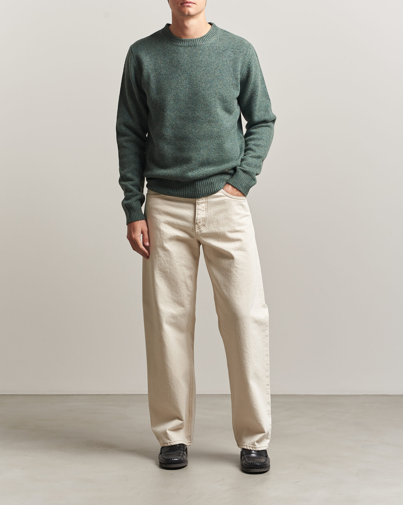Mies | Puserot | A.P.C. | Edmond Wool Knitted Sweater Green Melange