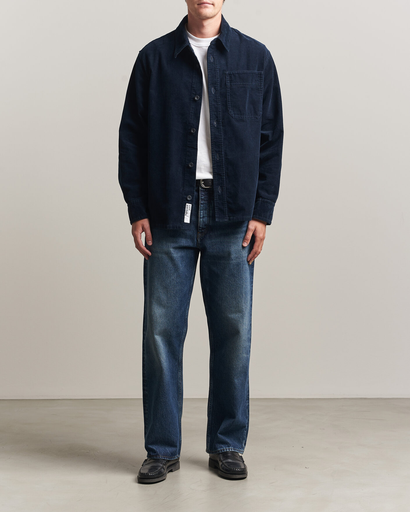 Mies | Kauluspaidat | A.P.C. | Basile Corduroy Overshirt Dark Navy