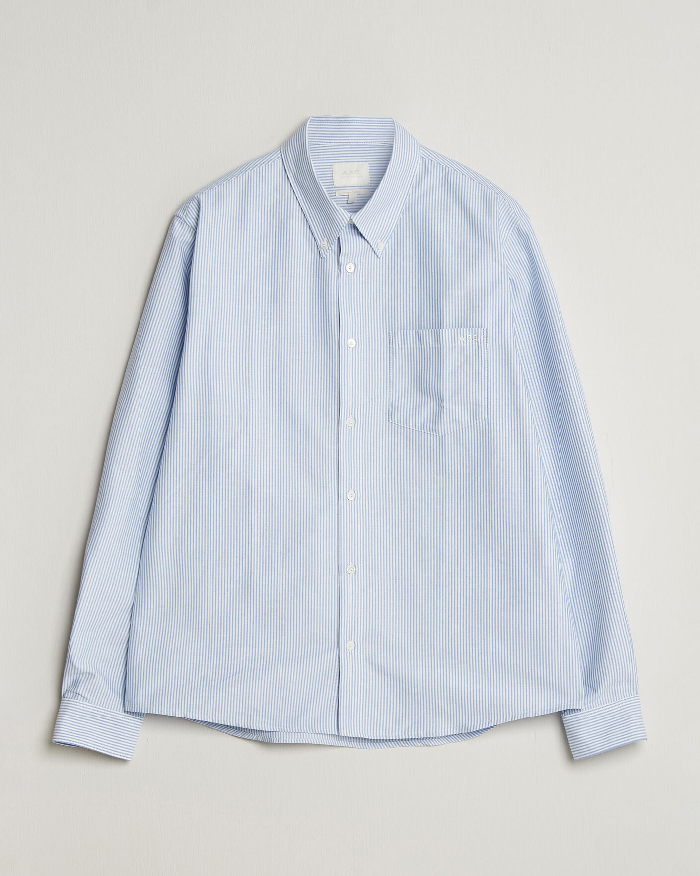 Mies | Kauluspaidat | A.P.C. | Greg Striped Oxford Shirt Blue/White