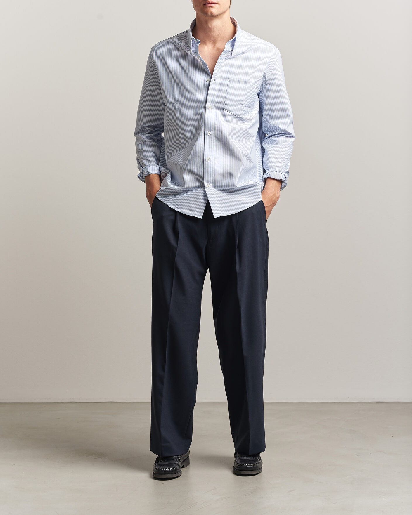 Mies | Kauluspaidat | A.P.C. | Greg Striped Oxford Shirt Blue/White