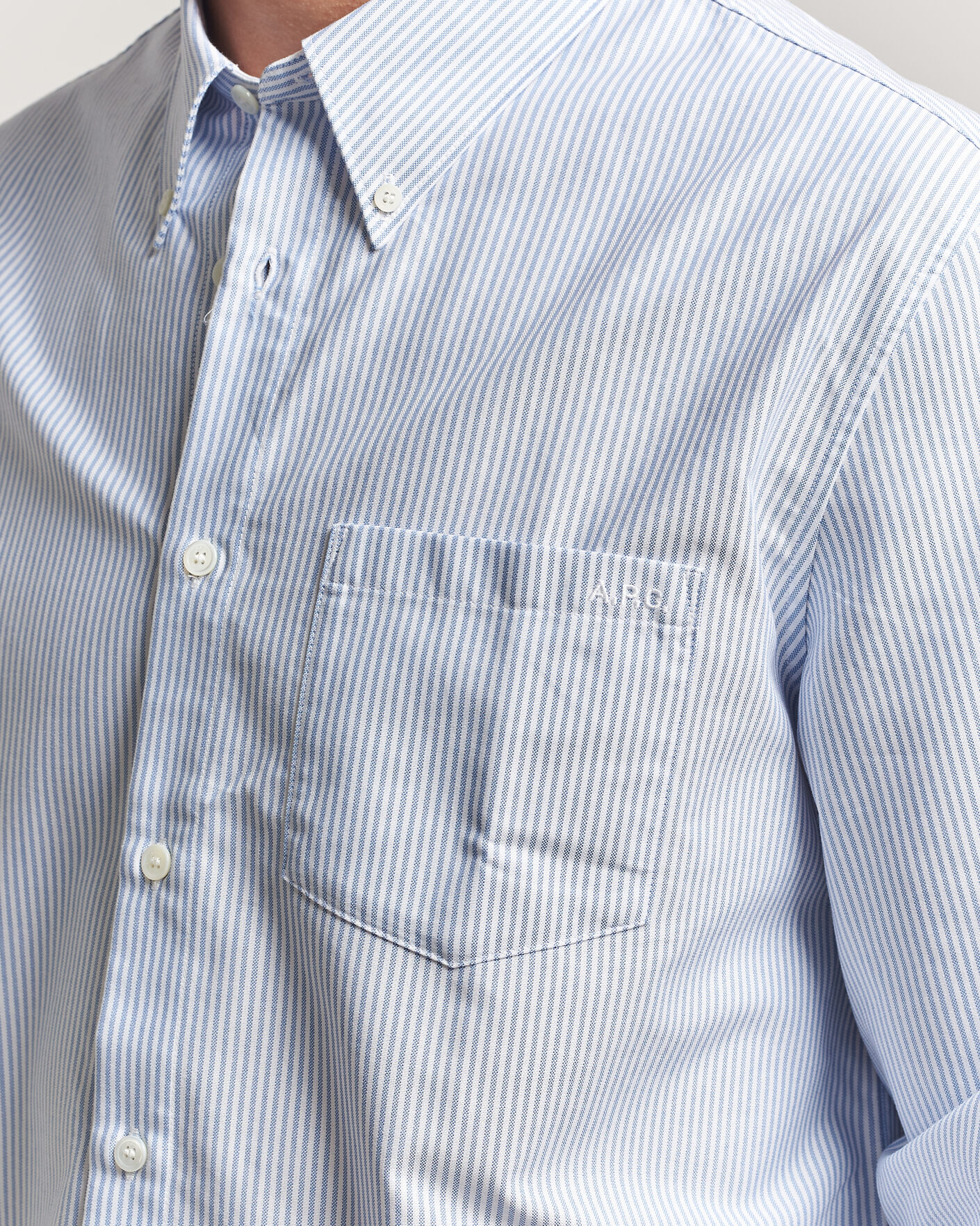 Mies | Kauluspaidat | A.P.C. | Greg Striped Oxford Shirt Blue/White