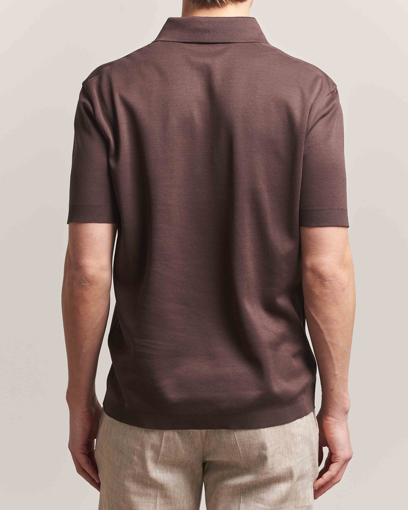 Mies | Pikeet | Herno | Micro Piquet Polo Brown