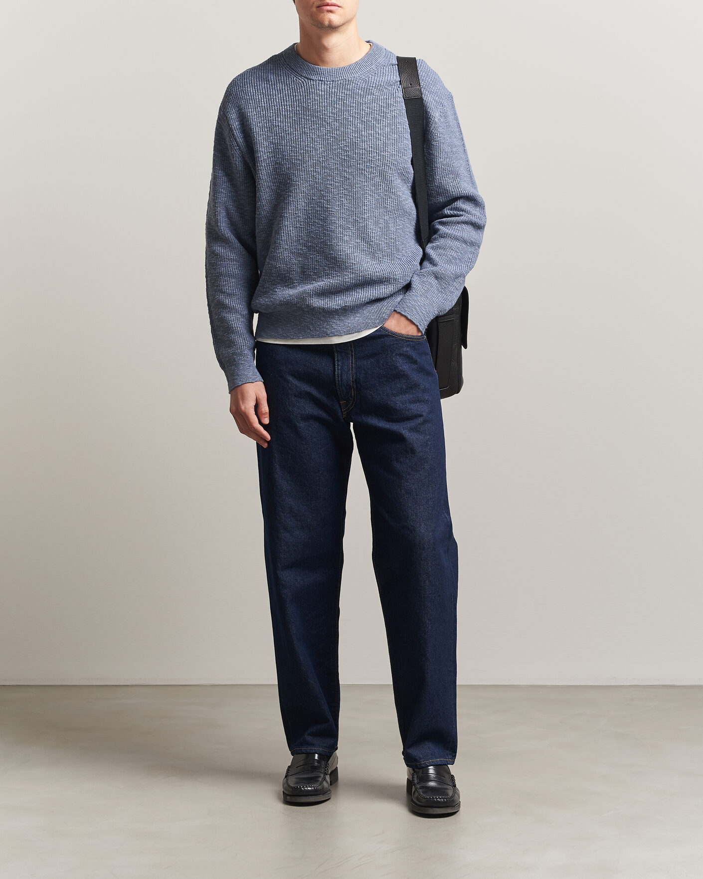 Mies | Puserot | NN07 | Russell Cotton Knitted Sweater Stone Blue