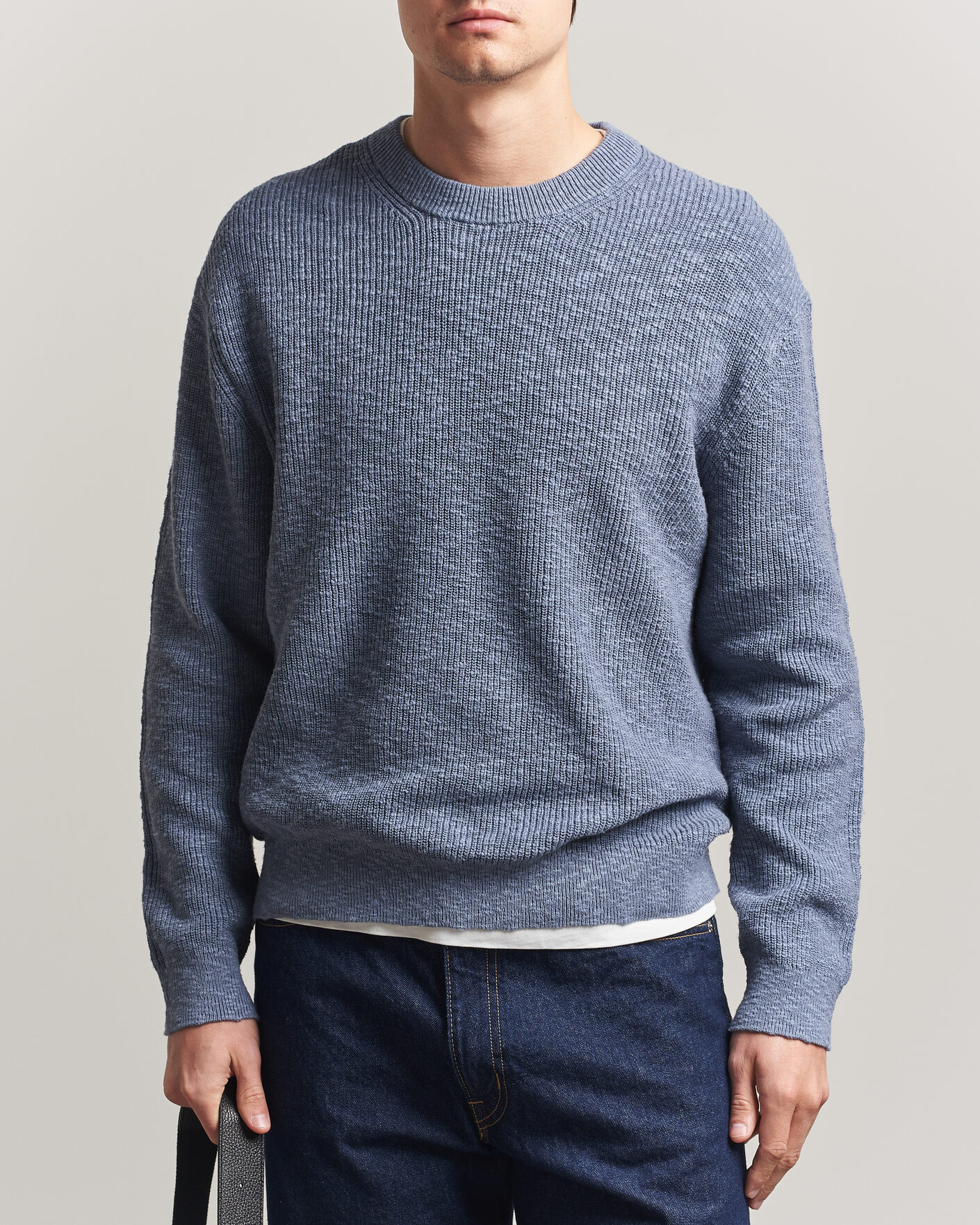 Mies | Puserot | NN07 | Russell Cotton Knitted Sweater Stone Blue