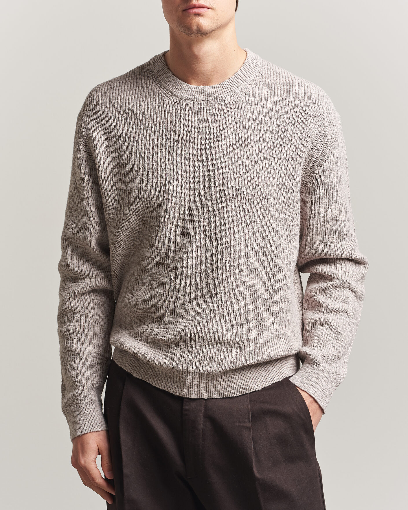 Mies | Puserot | NN07 | Russell Cotton Knitted Sweater Moon Dust