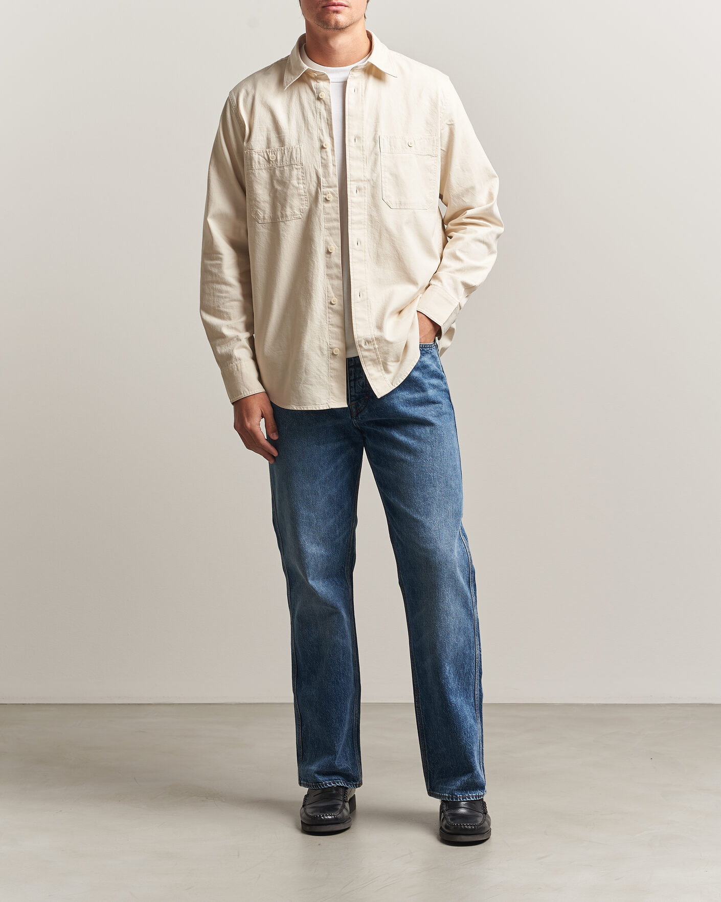 Mies | Kauluspaidat | NN07 | Colby Twill Overshirt Ivory