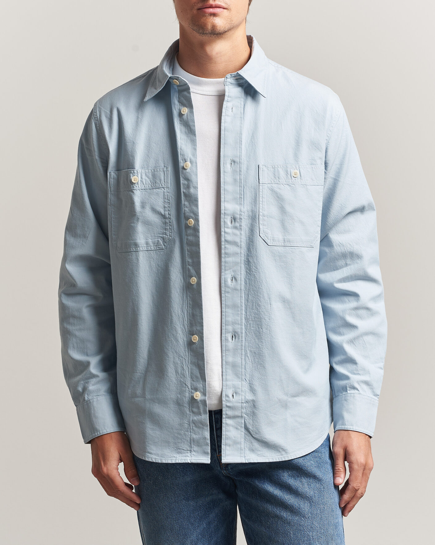 Mies | Kauluspaidat | NN07 | Colby Twill Overshirt Sky Mist