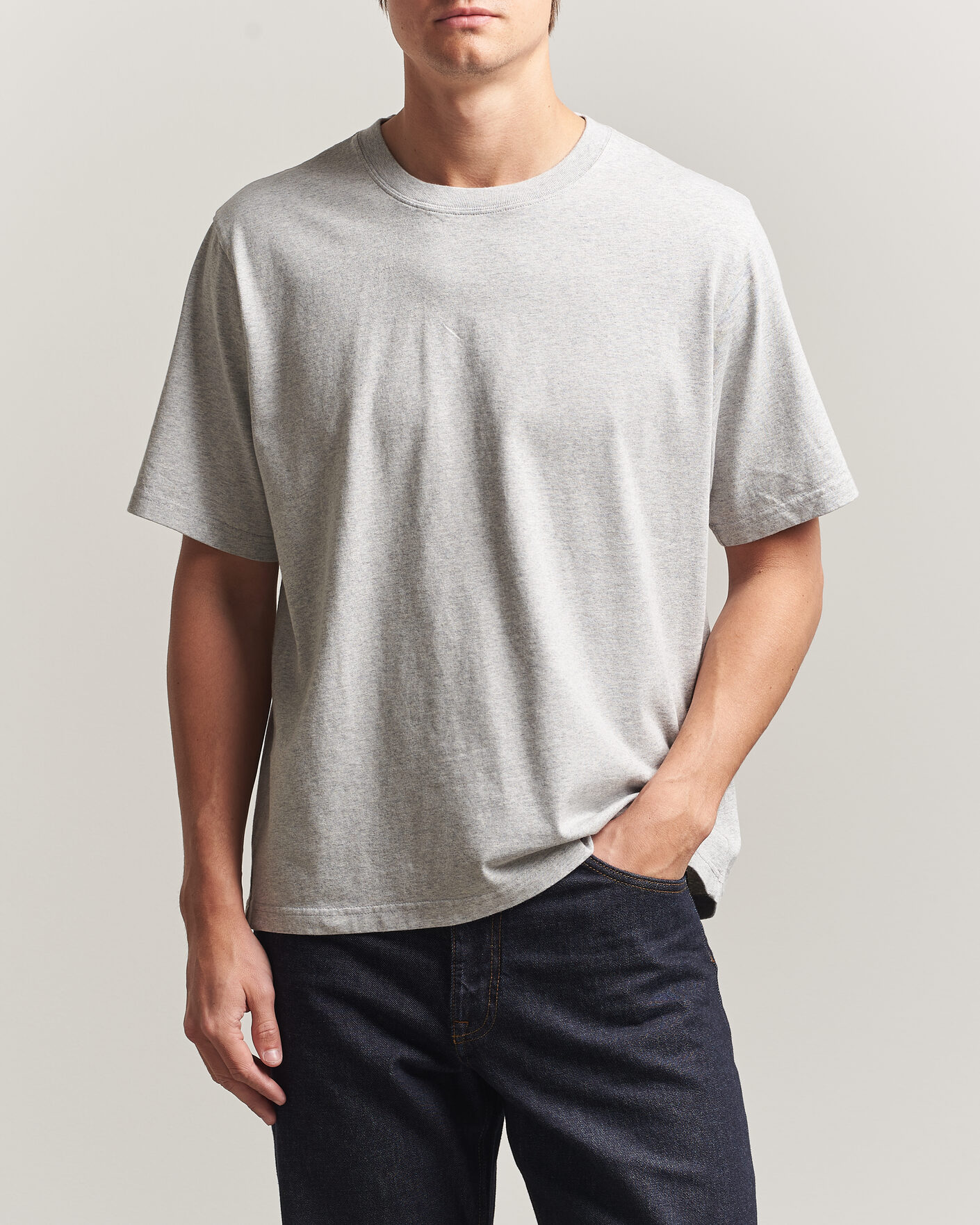 Mies | T-paidat | NN07 | Jett Printed HQ T-Shirt Grey Melange