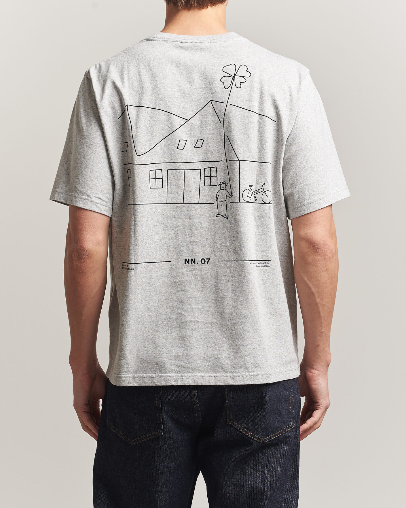 Mies | T-paidat | NN07 | Jett Printed HQ T-Shirt Grey Melange
