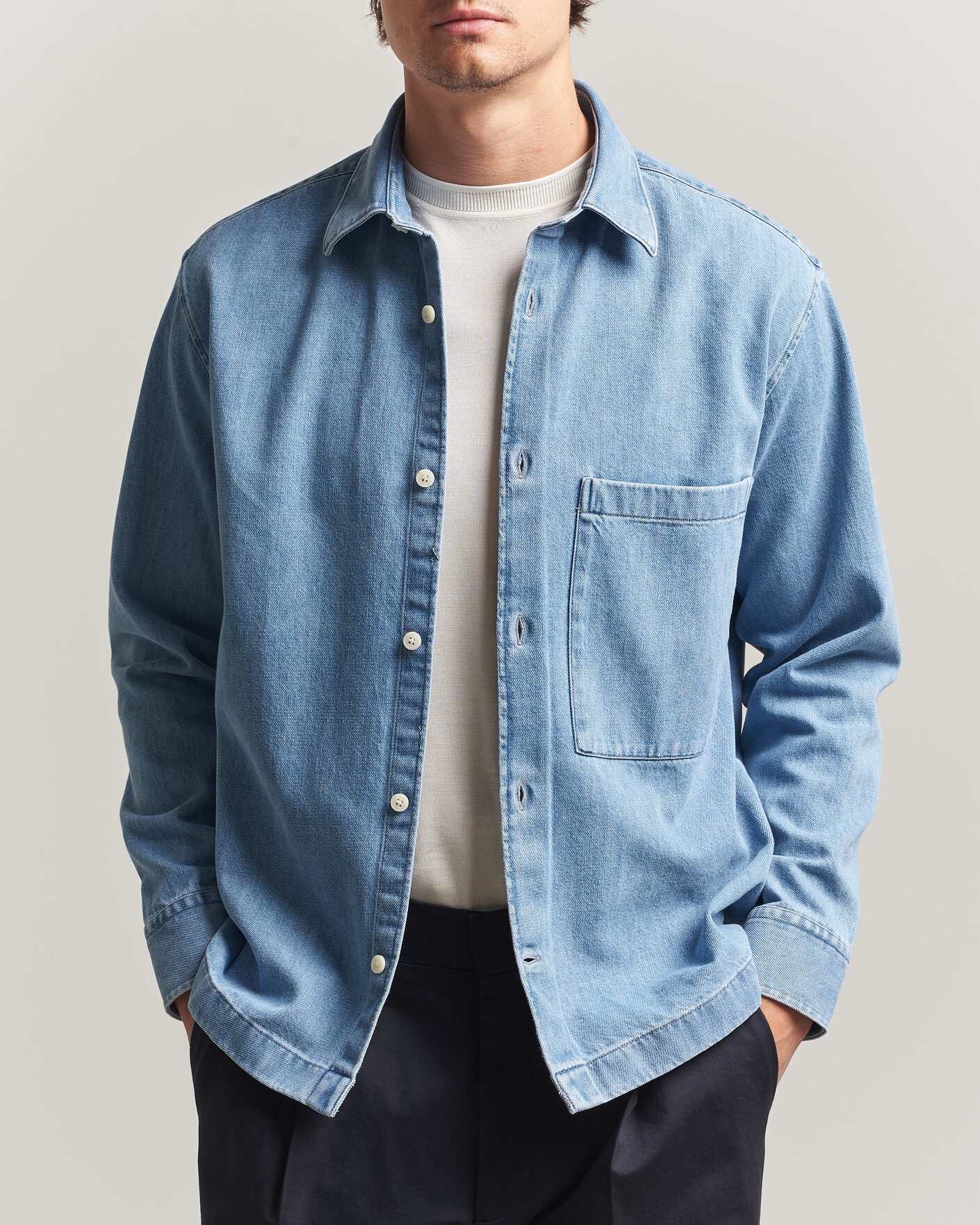 Mies | Kauluspaidat | NN07 | Freddy Denim Overshirt Light Blue