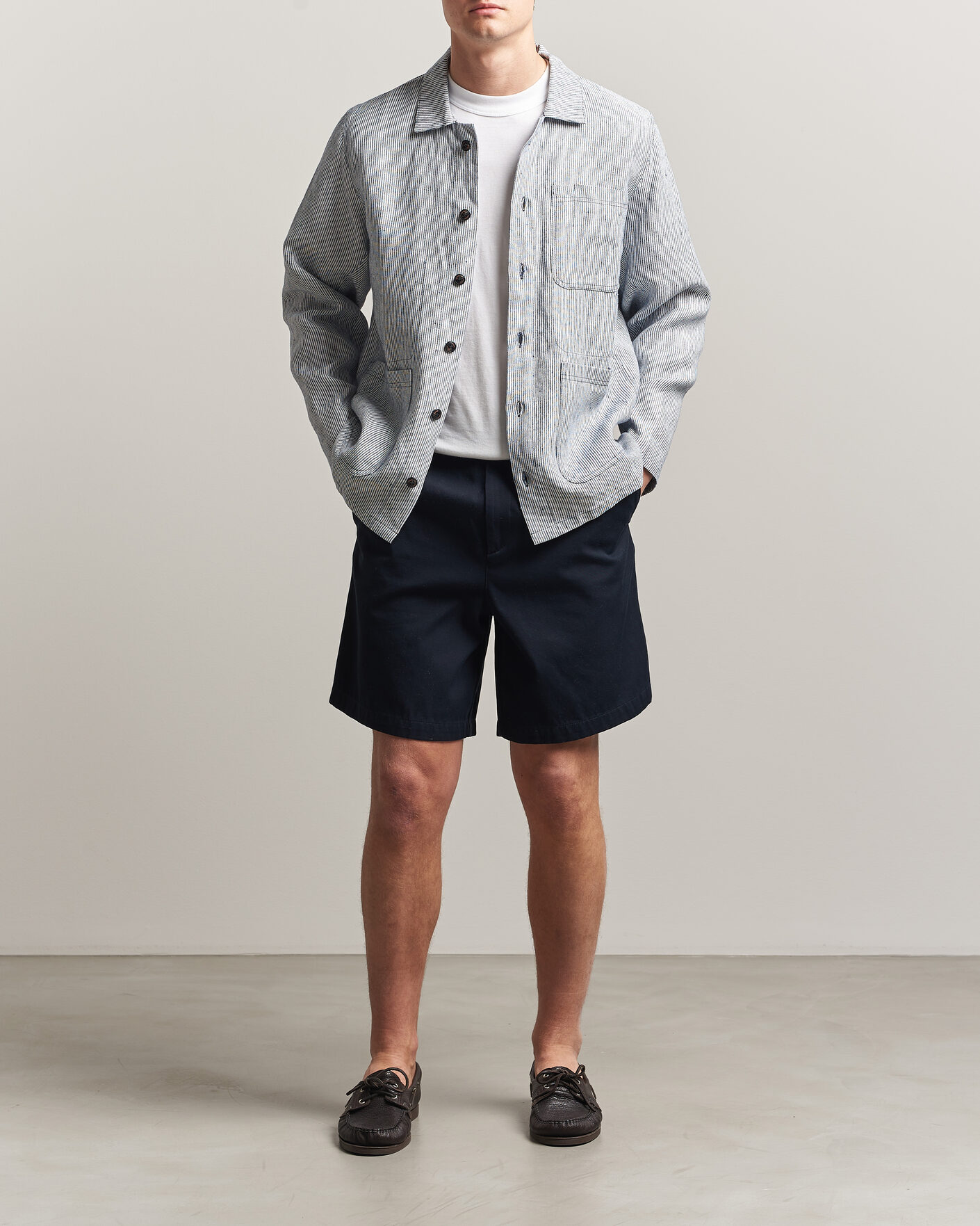 Mies | Kauluspaidat | Peregrine | Windsor Linen Shacket Navy Stripe