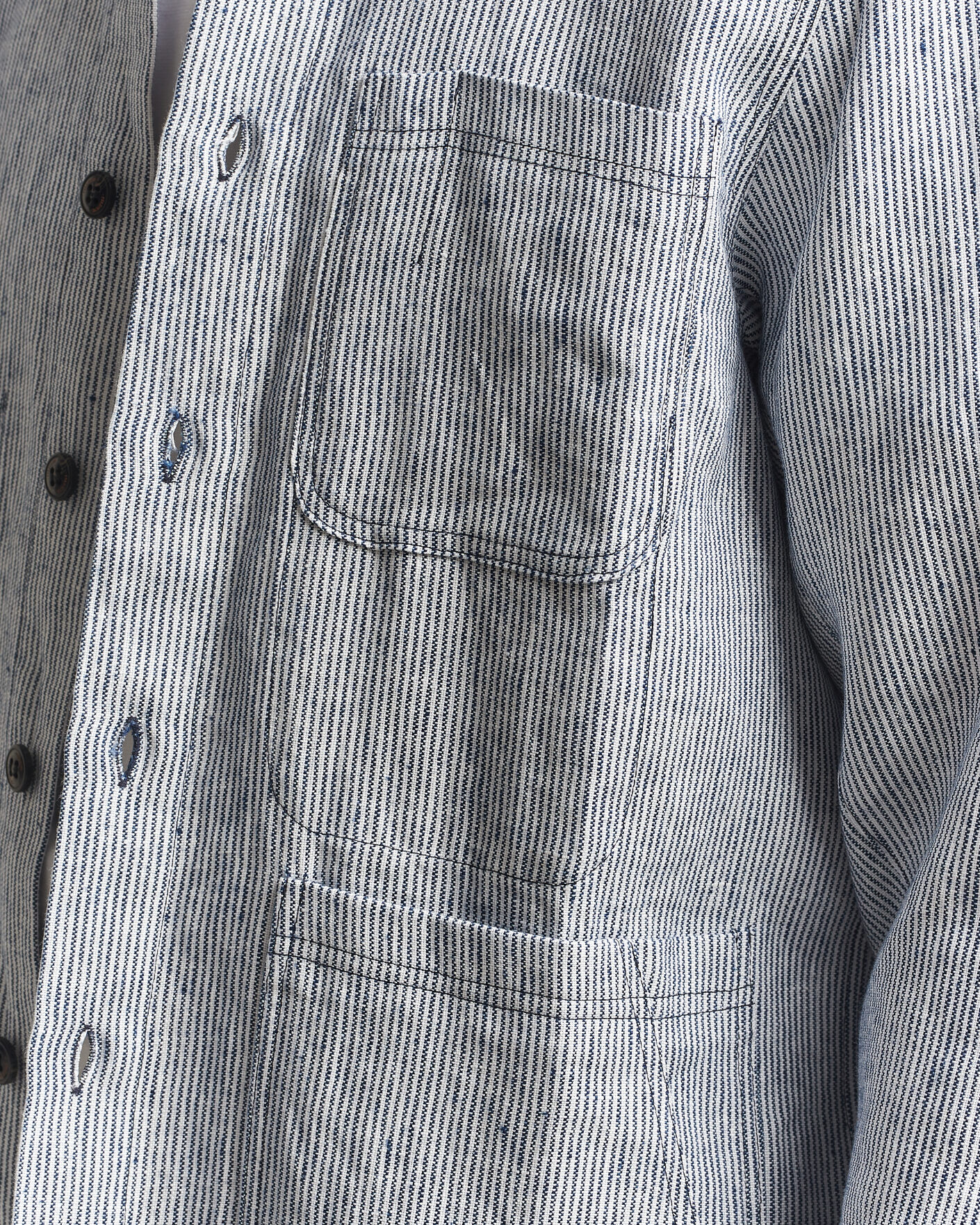 Mies | Kauluspaidat | Peregrine | Windsor Linen Shacket Navy Stripe