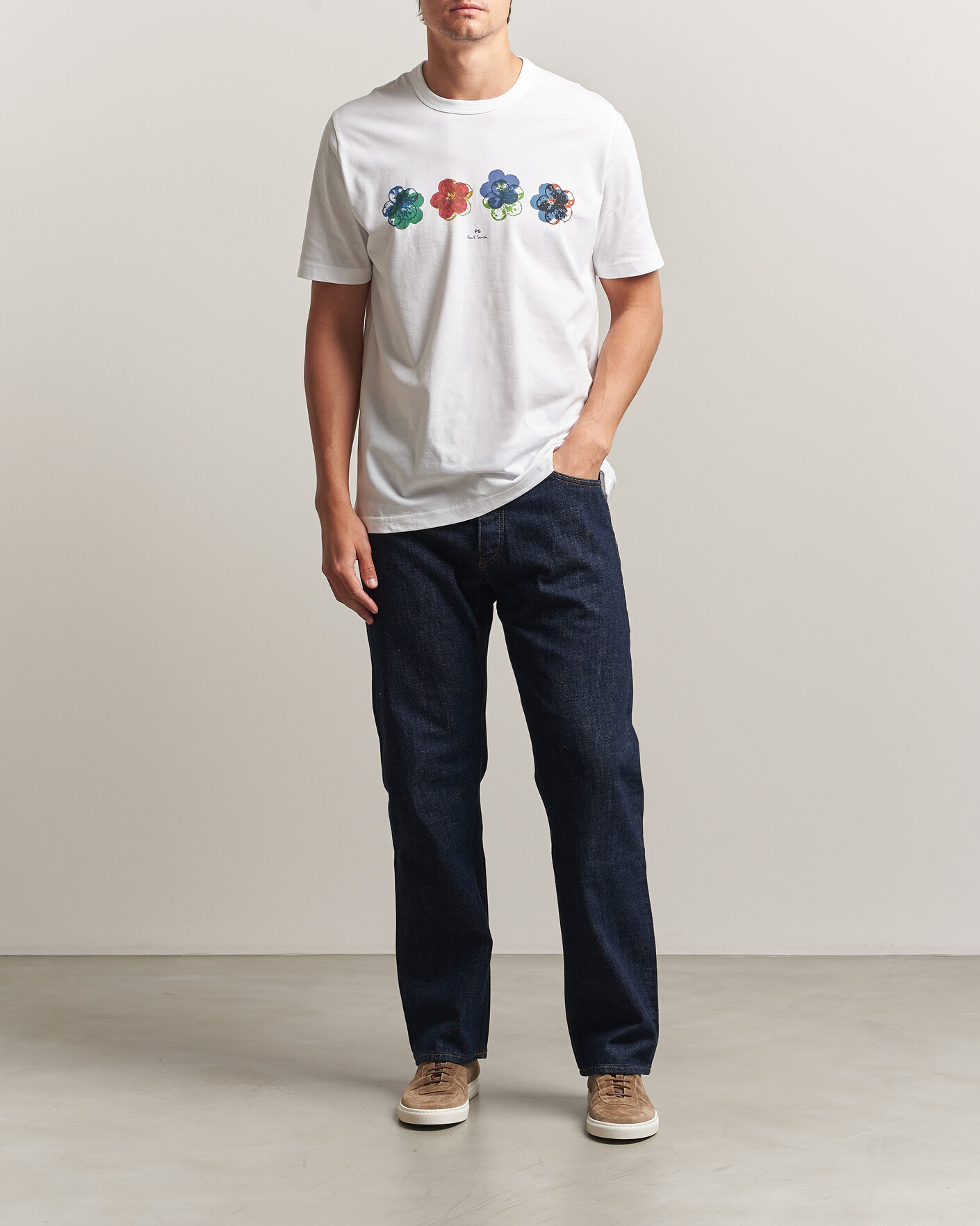 Mies | T-paidat | PS Paul Smith | Flower Crew Neck T-Shirt White