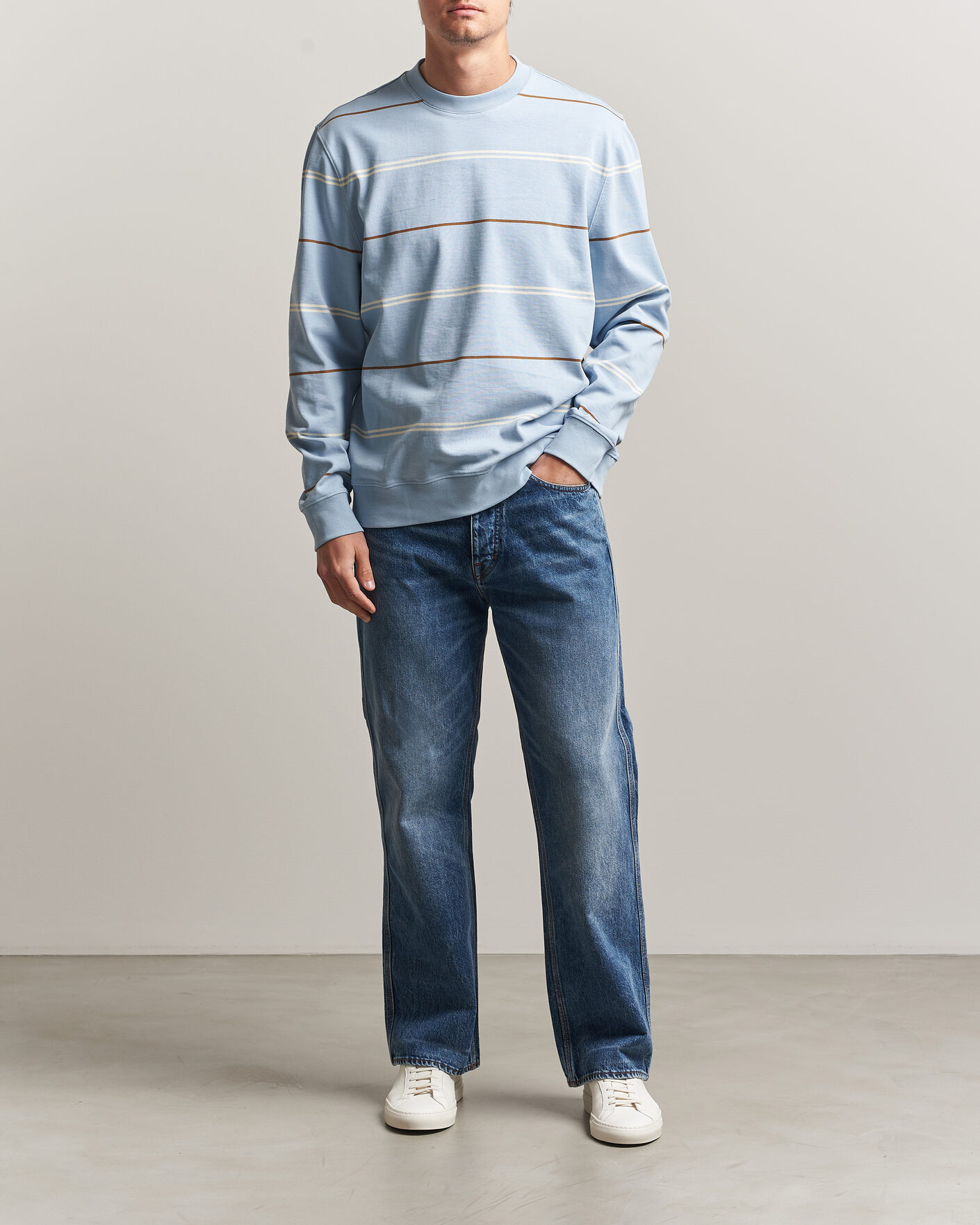 Mies | Puserot | PS Paul Smith | Cotton Striped Sweater Light Blue