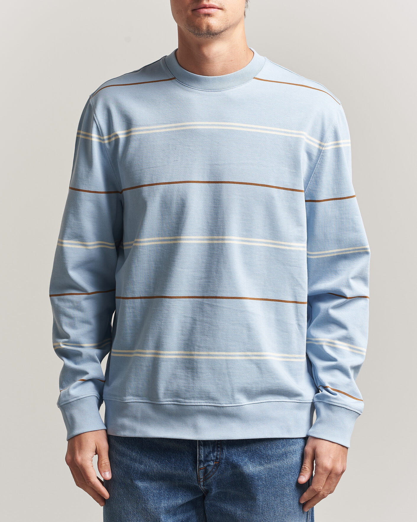 Mies | Puserot | PS Paul Smith | Cotton Striped Sweater Light Blue