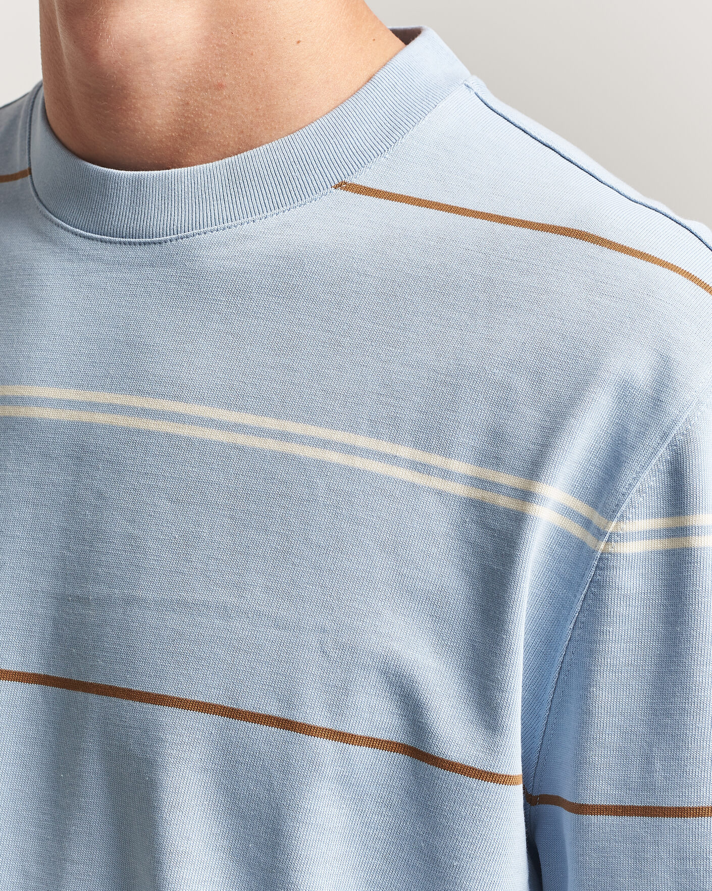 Mies | Puserot | PS Paul Smith | Cotton Striped Sweater Light Blue