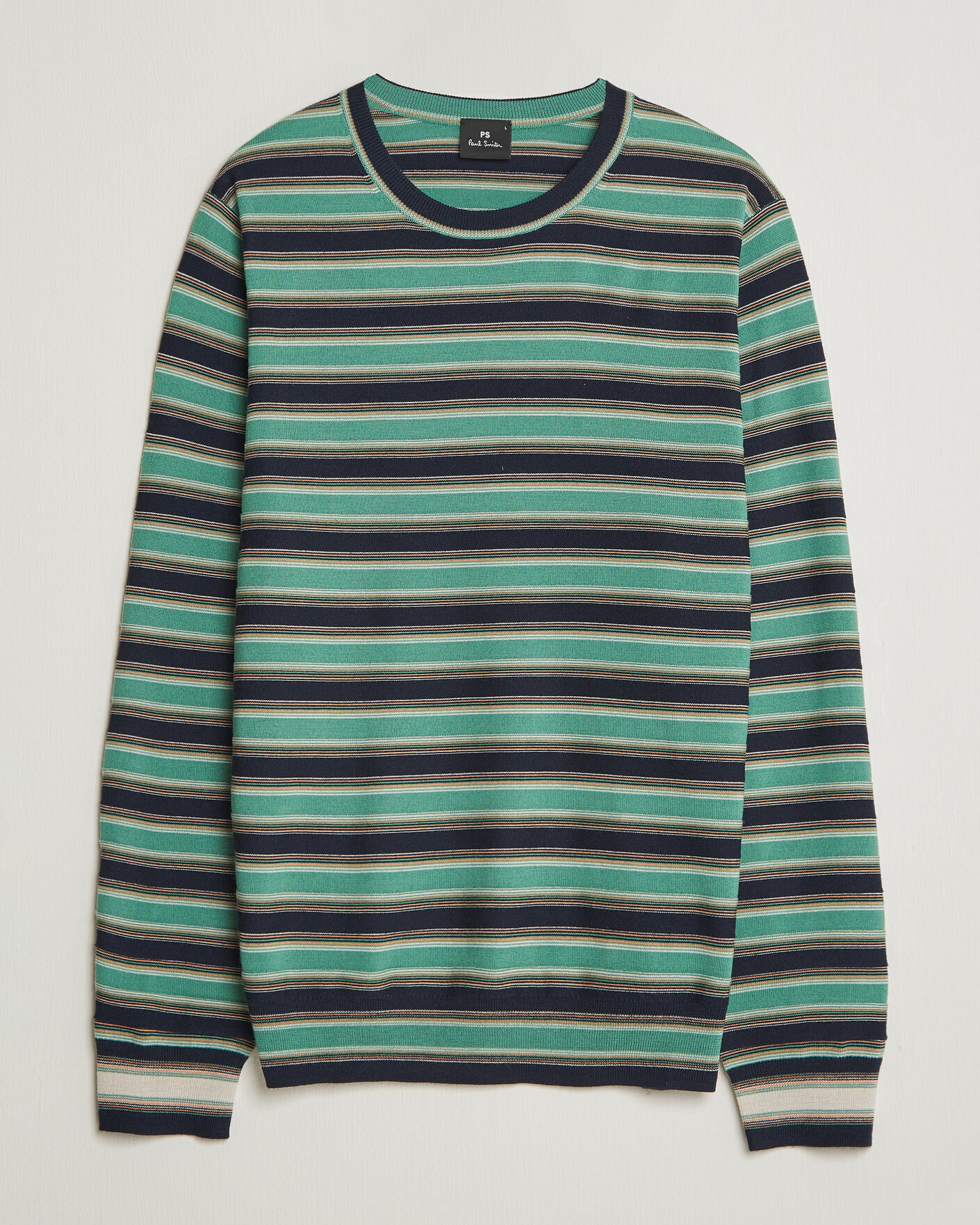 Mies | Puserot | PS Paul Smith | Merino Wool Knitted Striped Sweater Green