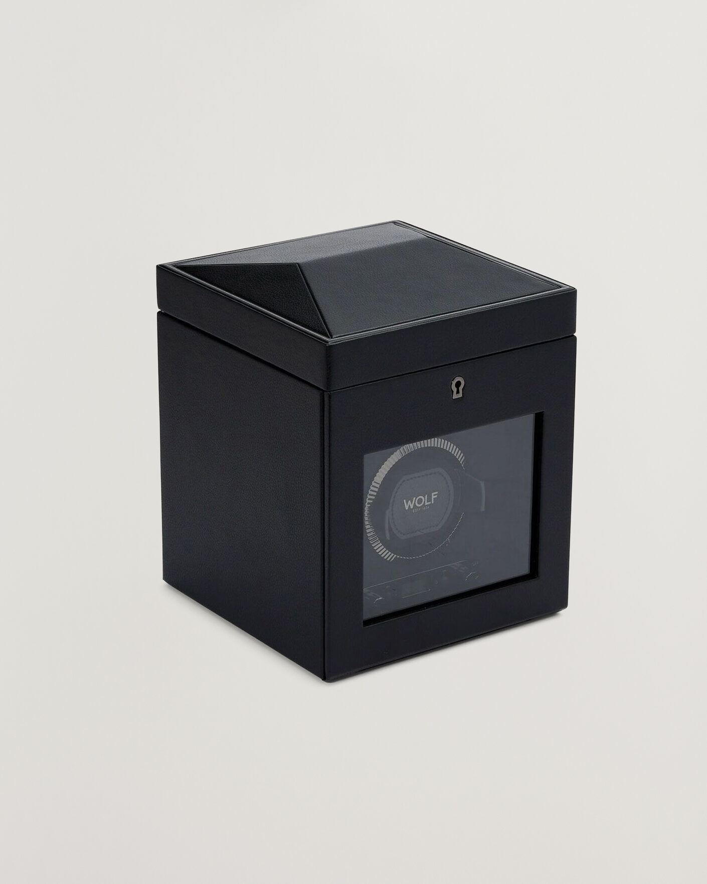 Mies | WOLF British Racing Single Watch Winder With Storage Black | WOLF | British Racing Single Watch Winder With Storage Black