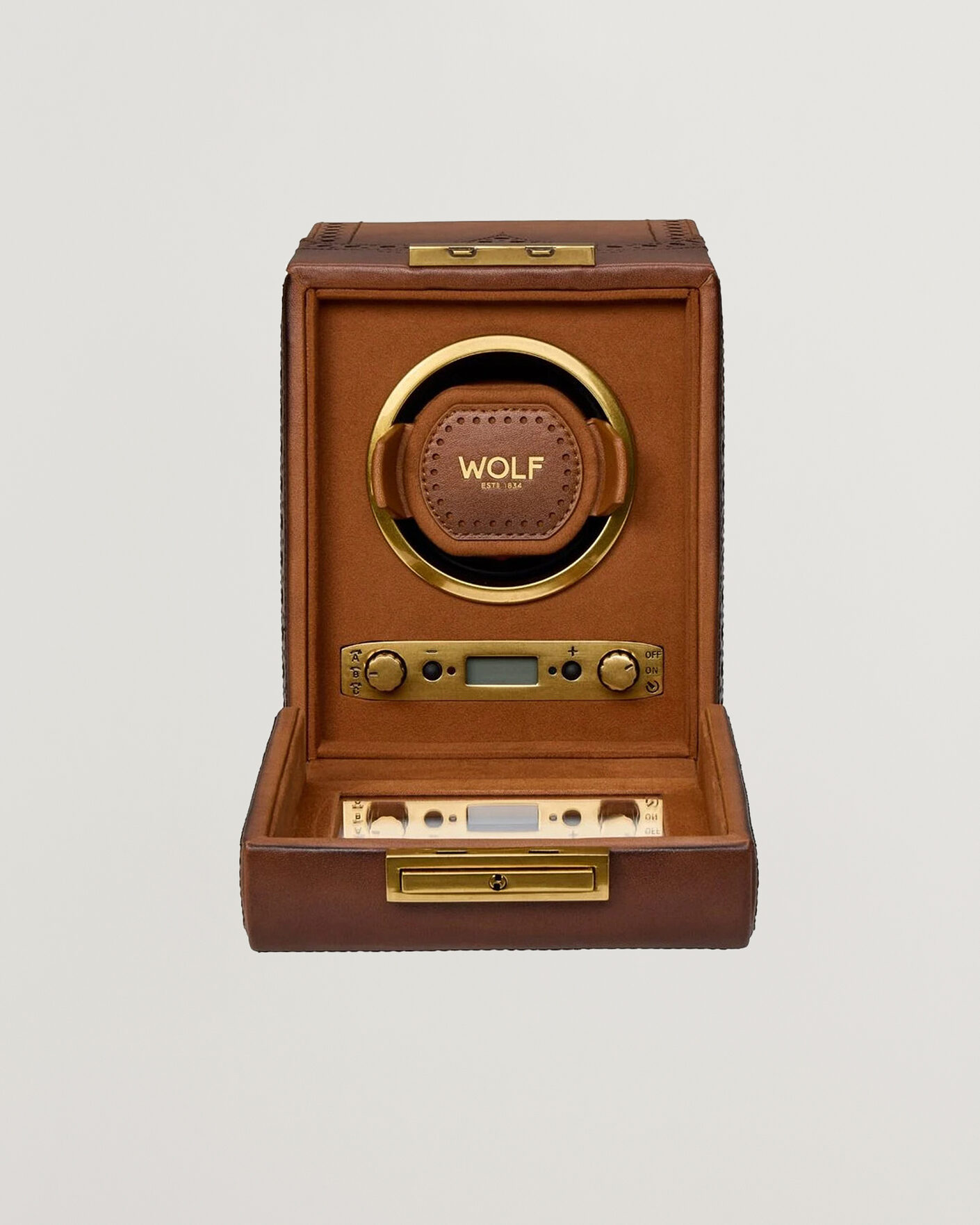 Mies | Kello- ja korurasiat | WOLF | Brouge Single Watch Winder Burnished Brown