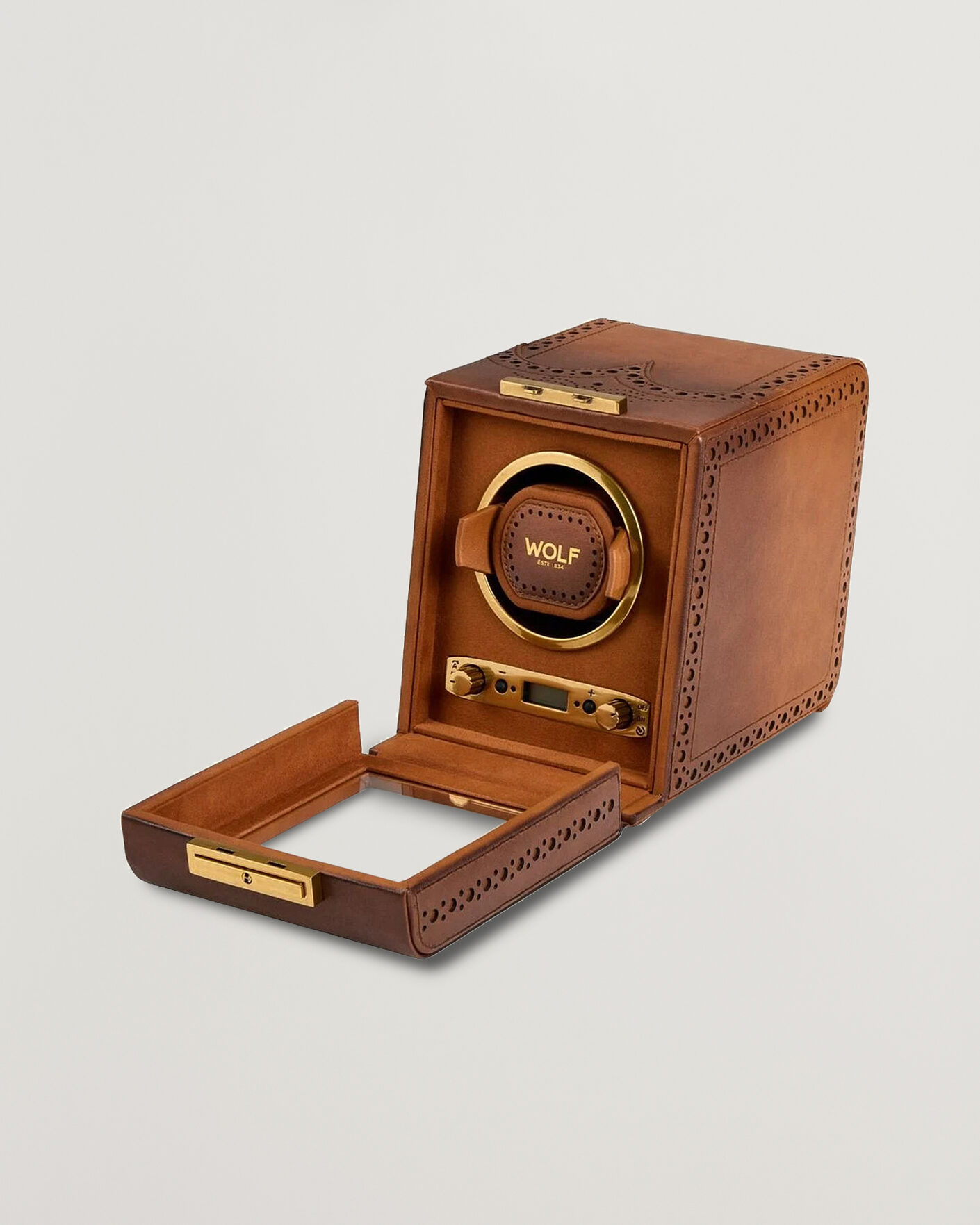 Mies | Kello- ja korurasiat | WOLF | Brouge Single Watch Winder Burnished Brown