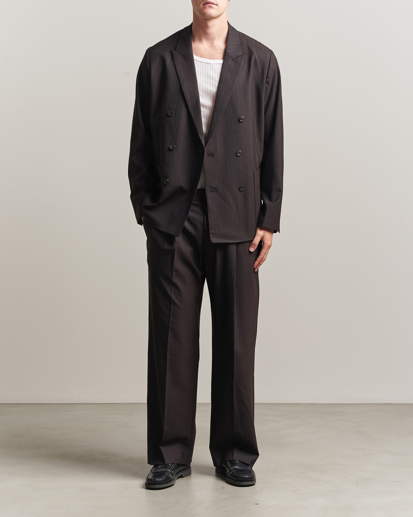 Mies | Pikkutakit | NN07 | Jordin Pinstriped Double Breasted Blazer Dark Brown
