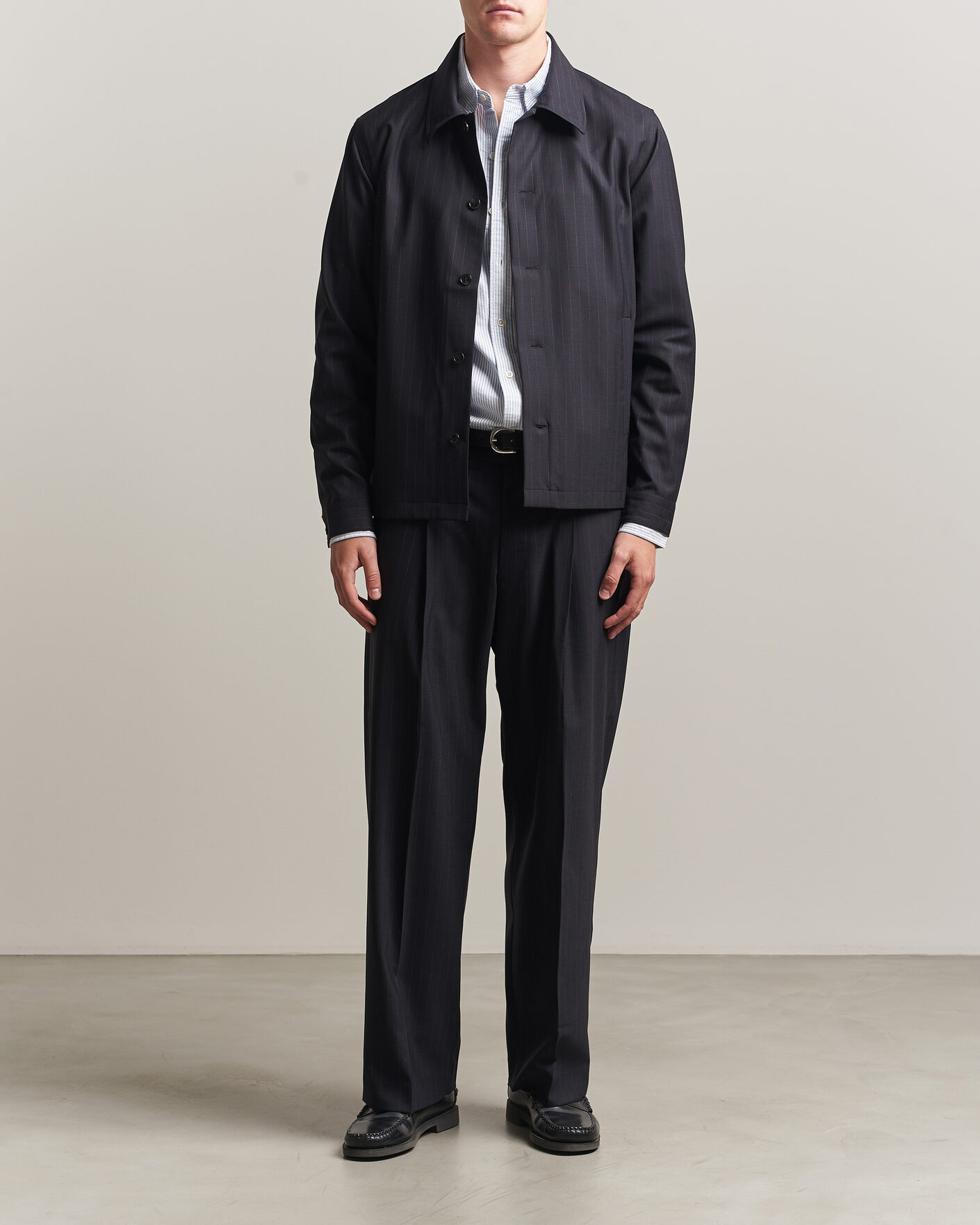 Mies | Housut | NN07 | Kay Pinstriped Pleated Trousers Navy Blue