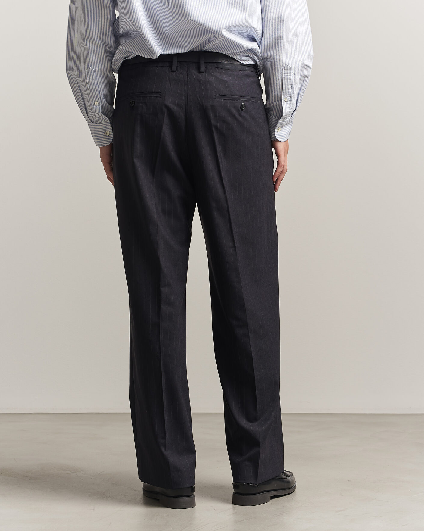 Mies | Housut | NN07 | Kay Pinstriped Pleated Trousers Navy Blue