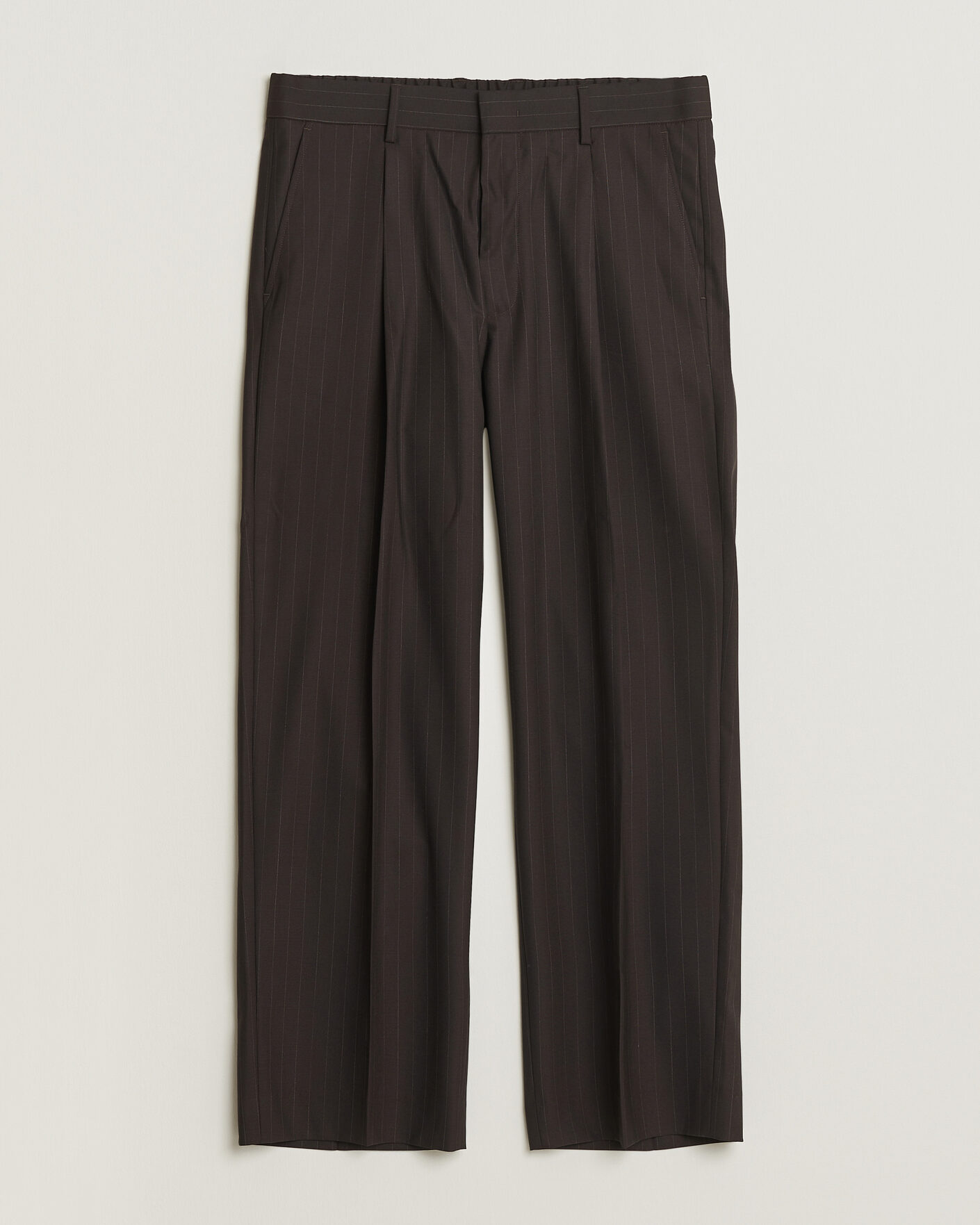 Mies | Housut | NN07 | Kay Pinstriped Pleated Trousers Dark Brown