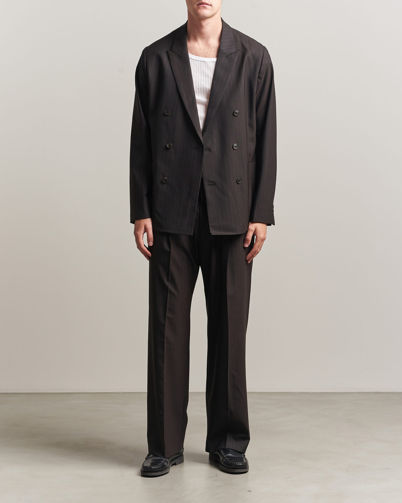 Mies | Housut | NN07 | Kay Pinstriped Pleated Trousers Dark Brown