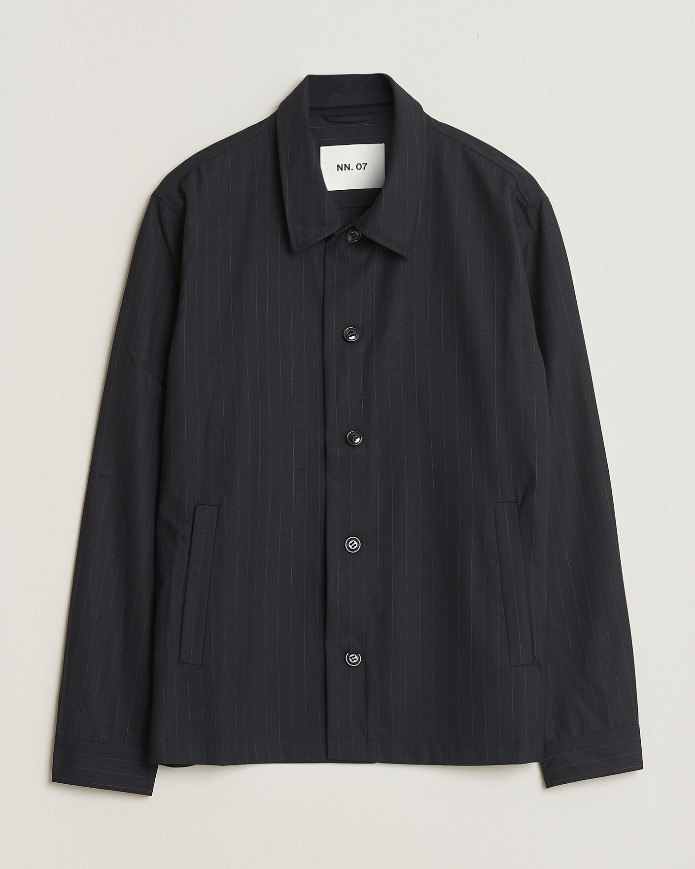 Mies | Kauluspaidat | NN07 | Zander Pinstriped Overshirt Navy Blue