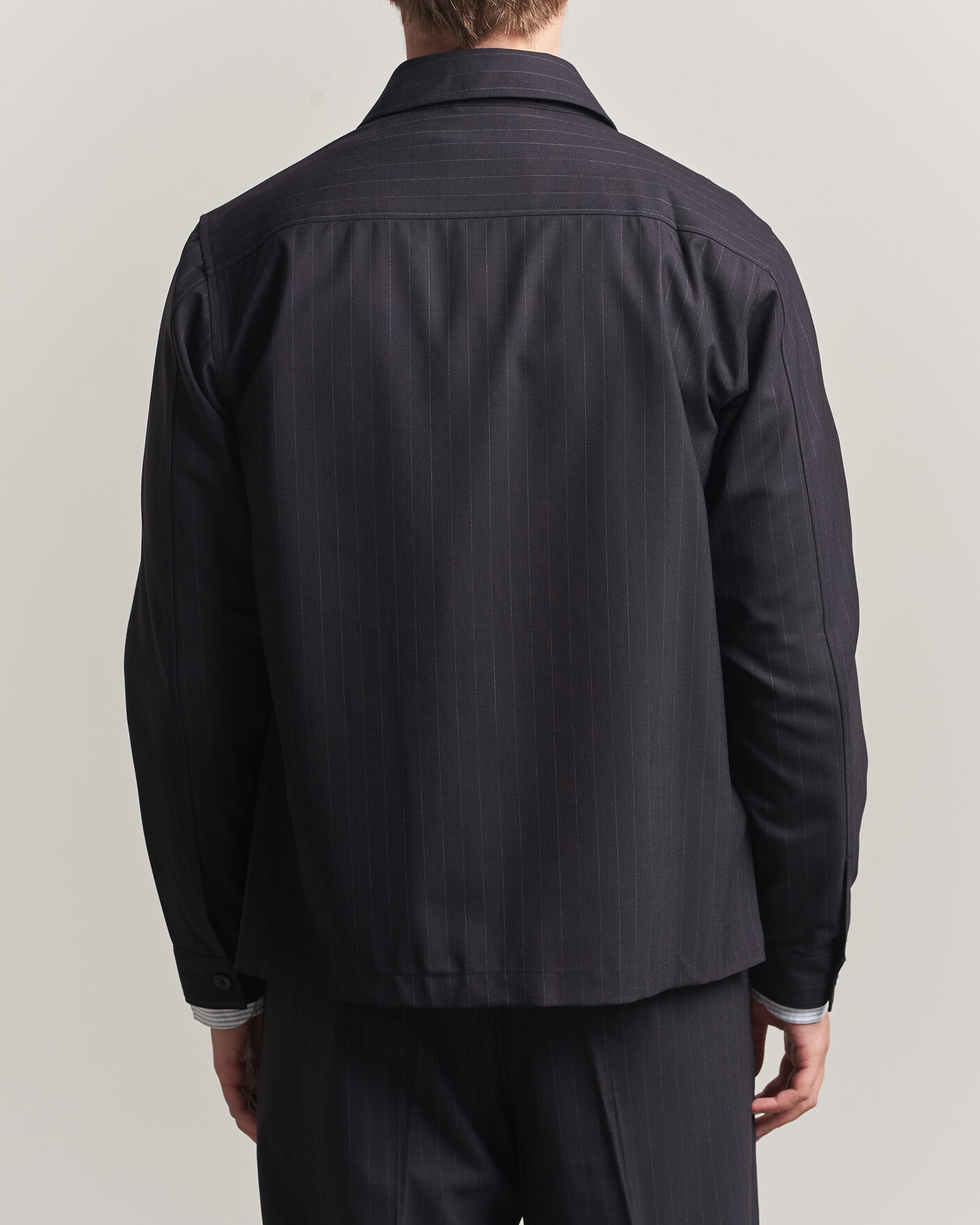 Mies | Kauluspaidat | NN07 | Zander Pinstriped Overshirt Navy Blue