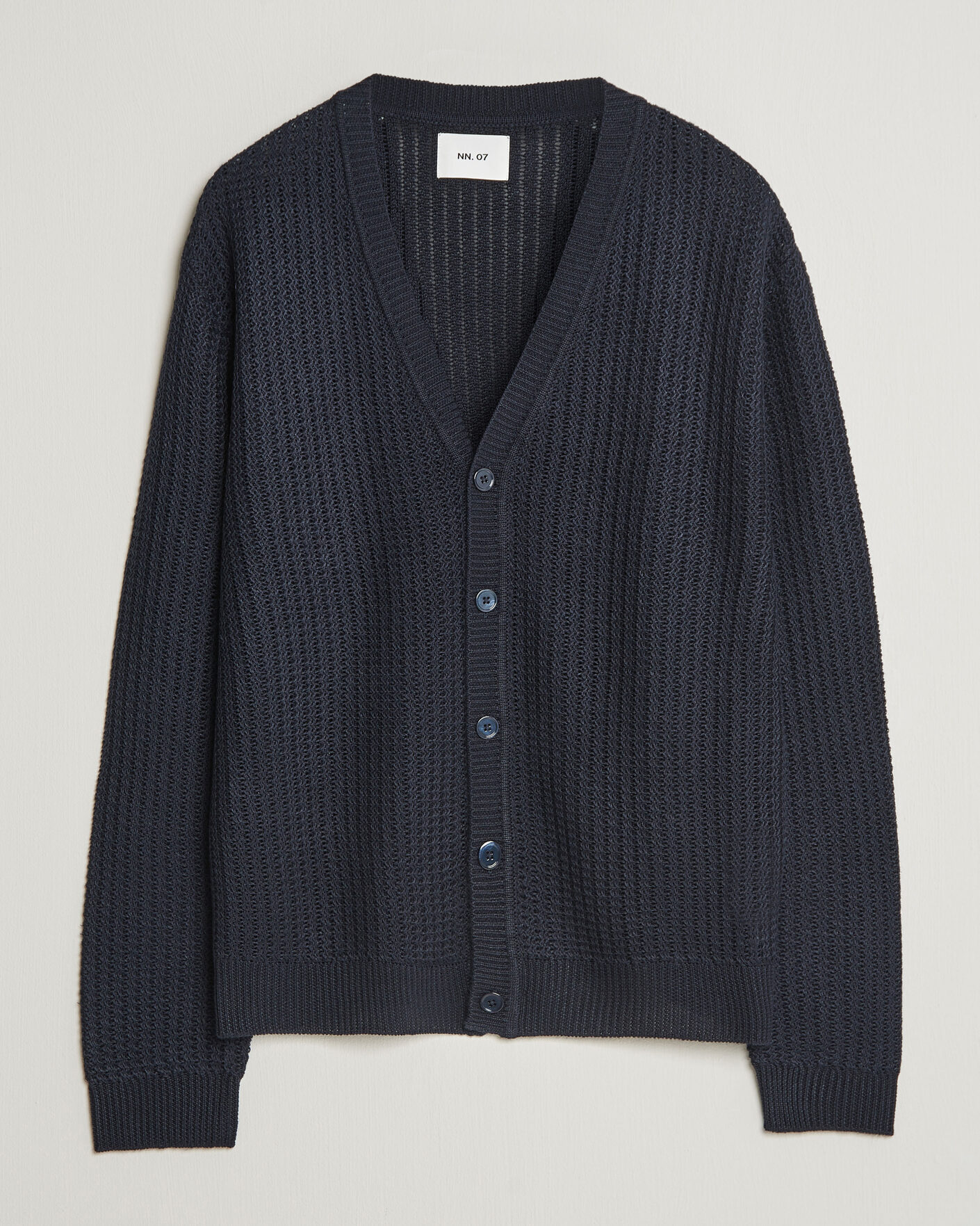 Mies | Puserot | NN07 | Tim Linen Knitted Cardigan Navy Blue