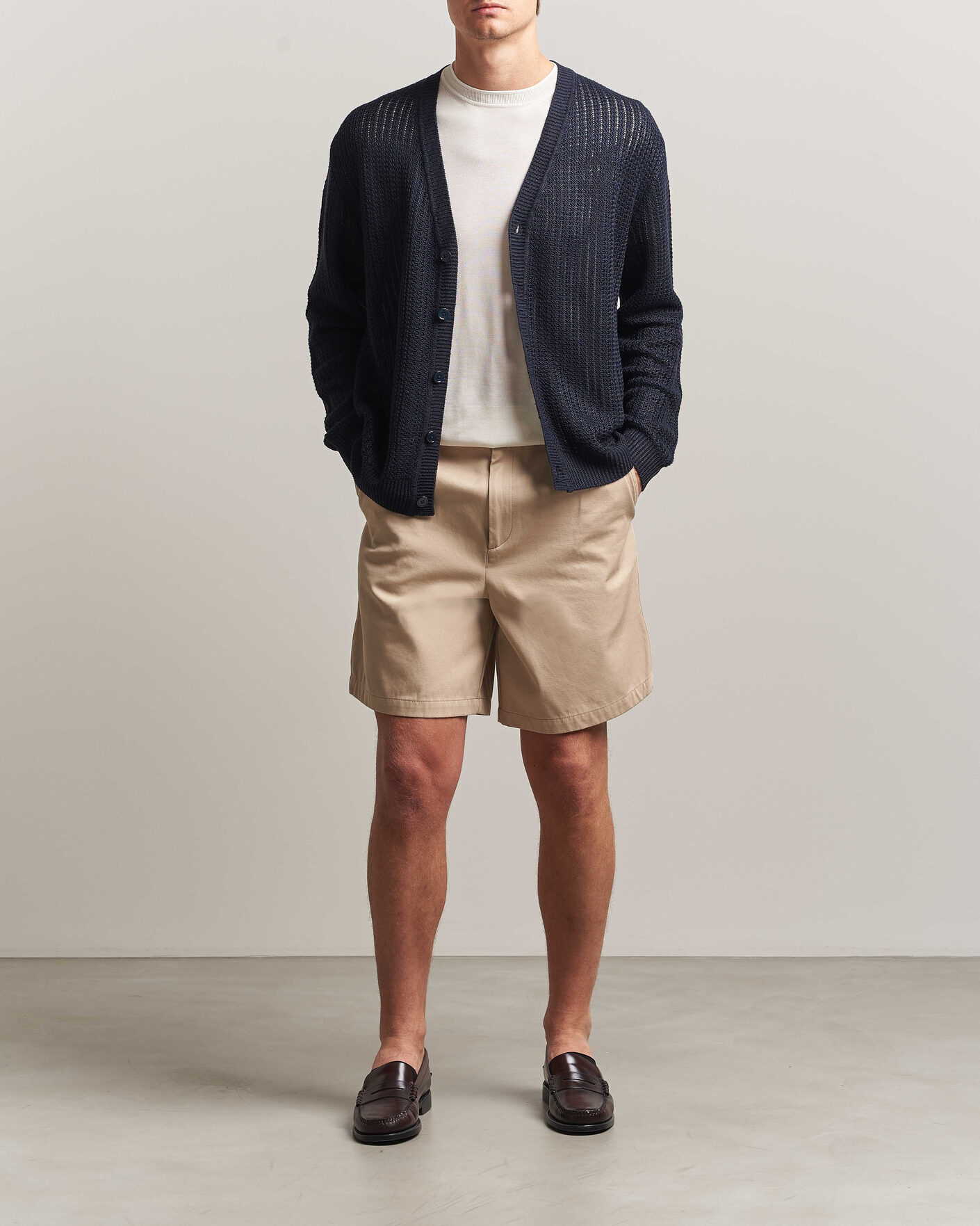Mies | Puserot | NN07 | Tim Linen Knitted Cardigan Navy Blue