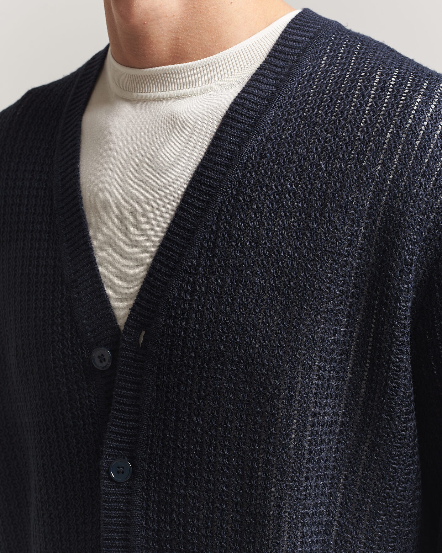 Mies | Puserot | NN07 | Tim Linen Knitted Cardigan Navy Blue