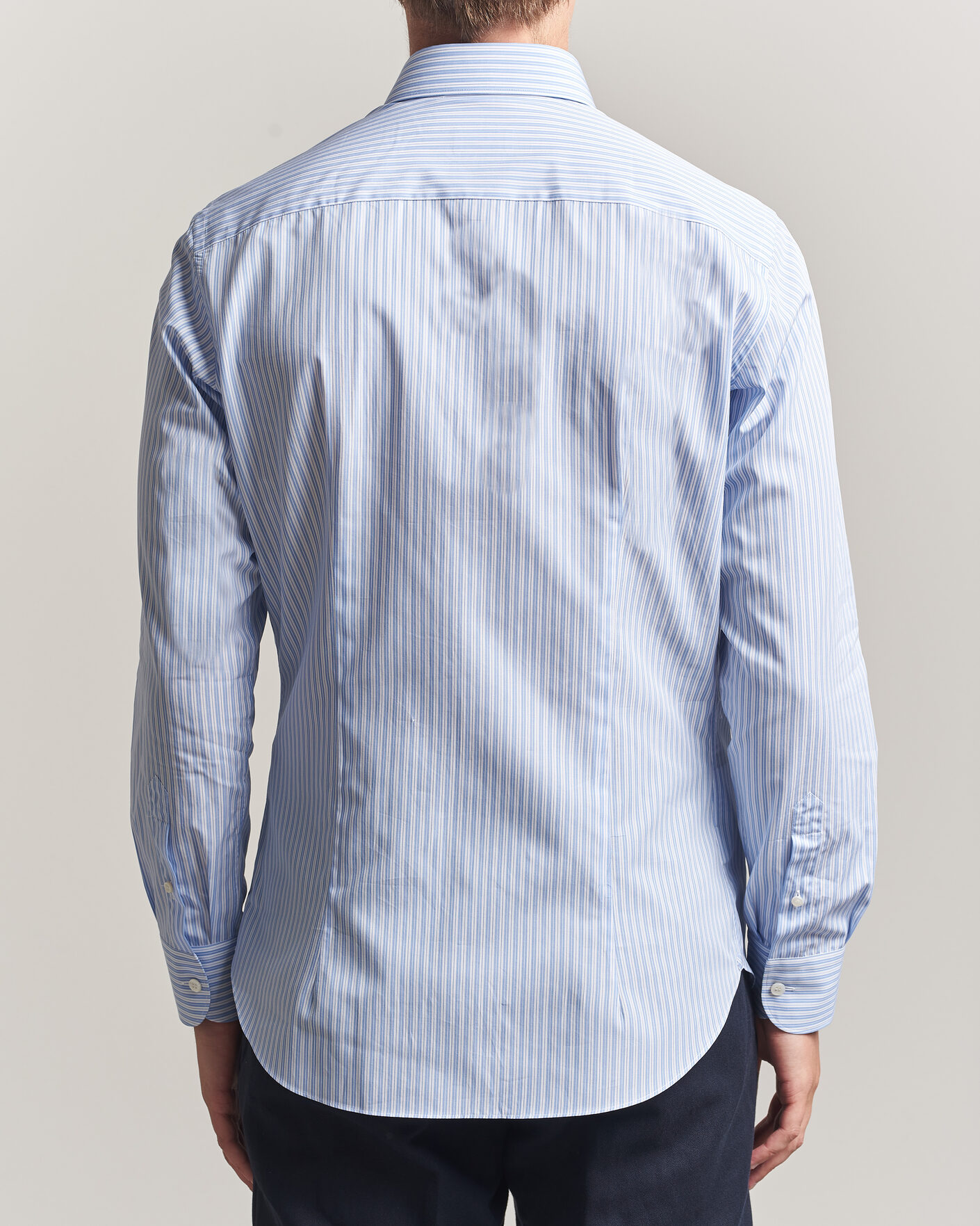 Mies | Kauluspaidat | Brioni | Poplin Cotton Dress Shirt Light Blue Stripe